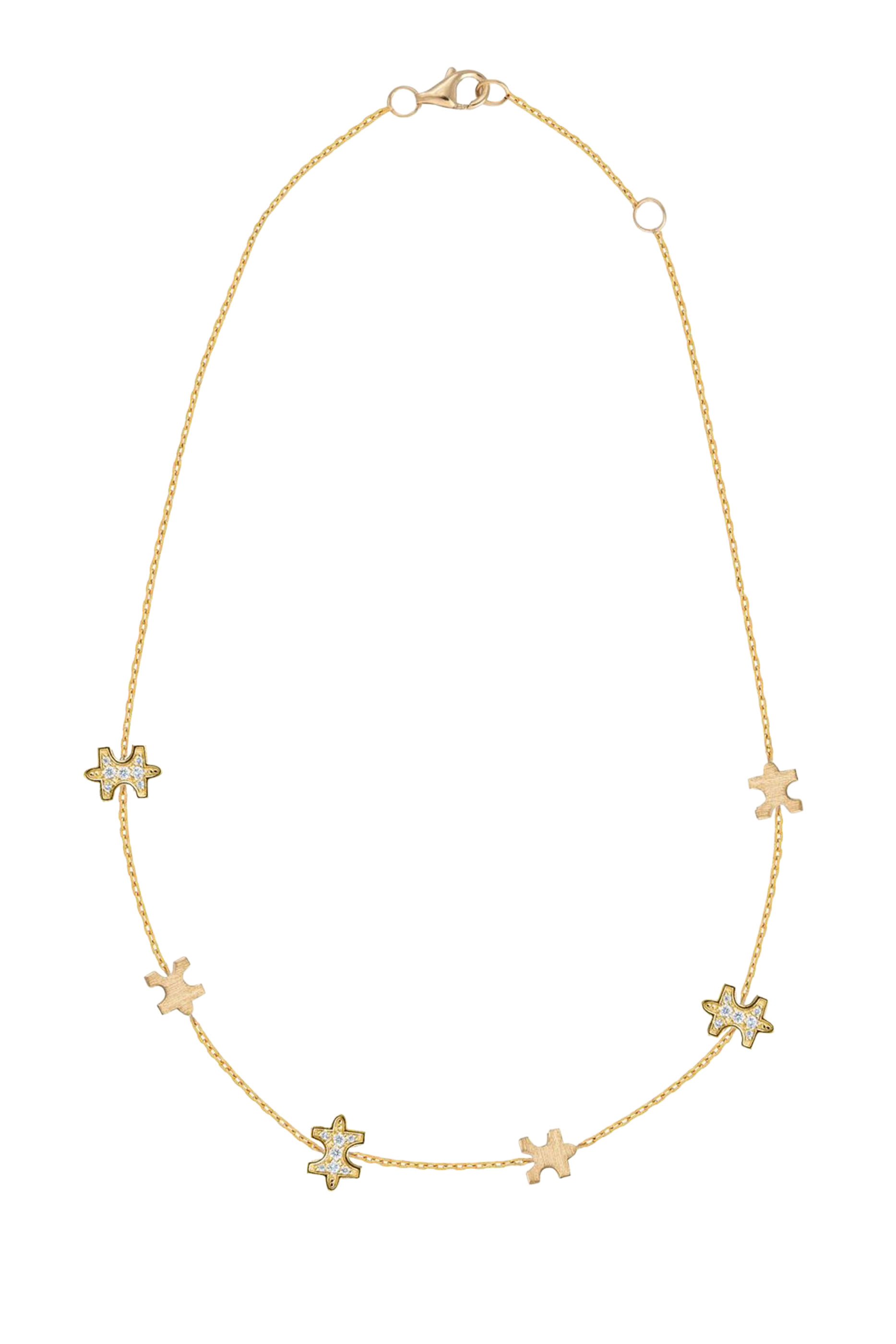 Multi-Pav&eacute; Scattered Necklace, 18K Yellow Gold & Diamonds