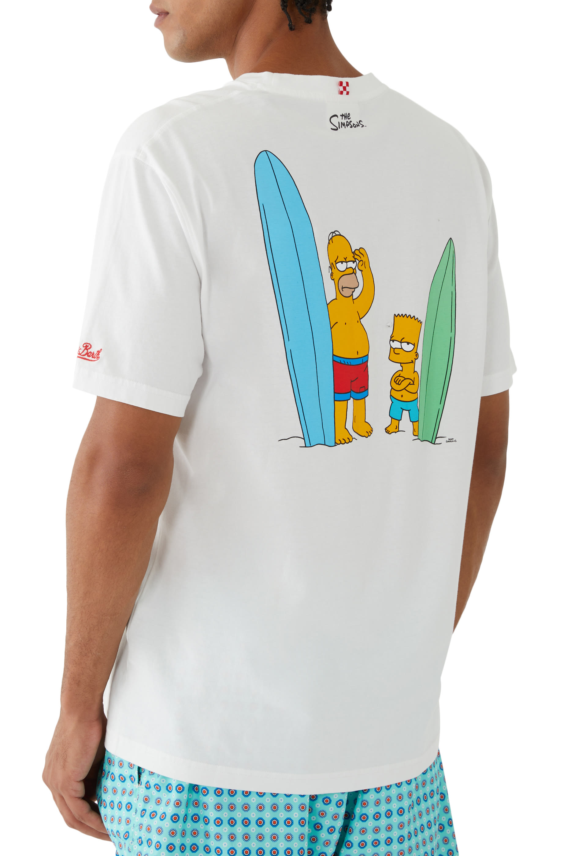 Bart And Homer Print and Embroidery T-Shirt