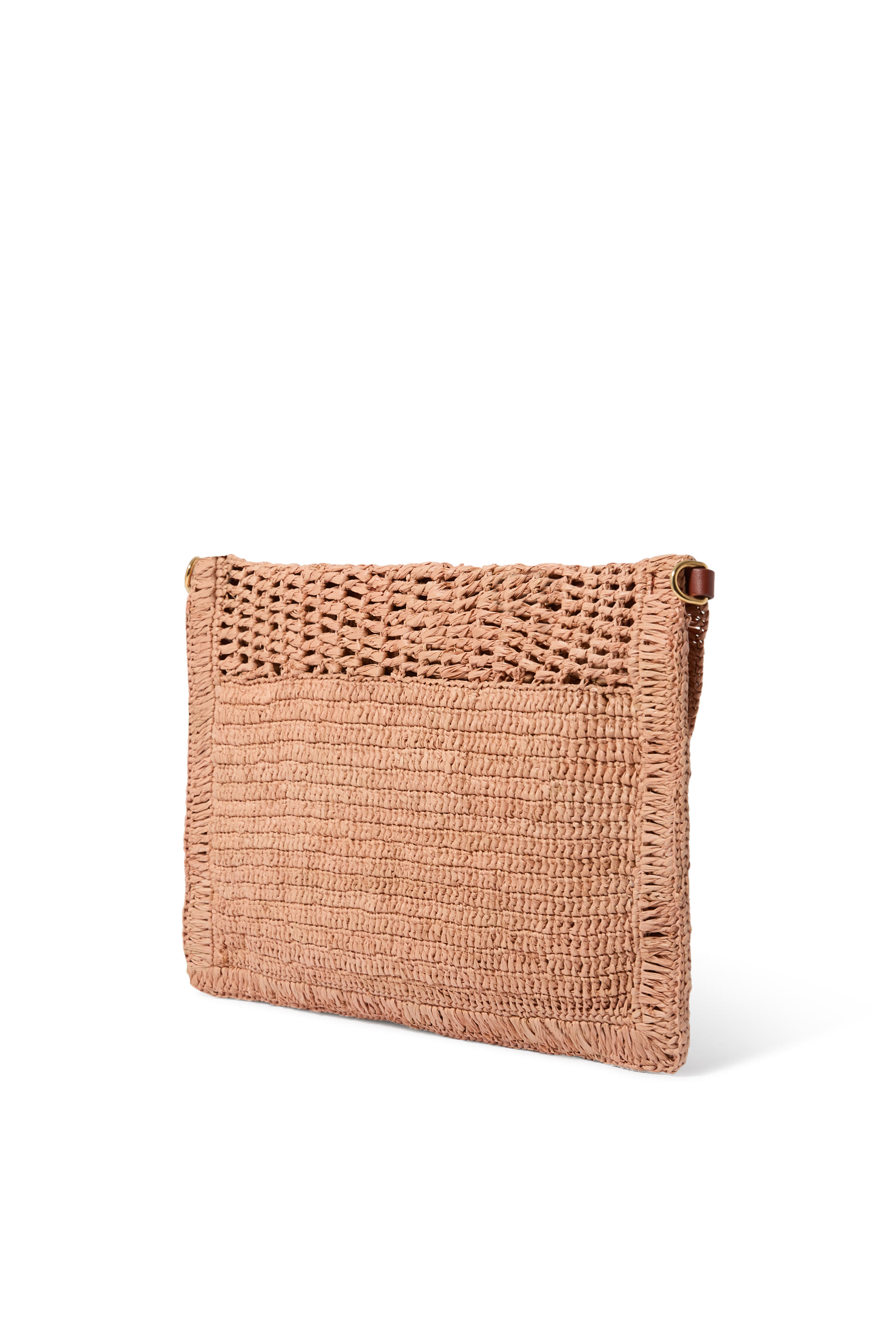 Summer Banana Flat Pouch with Strap in Raffia
