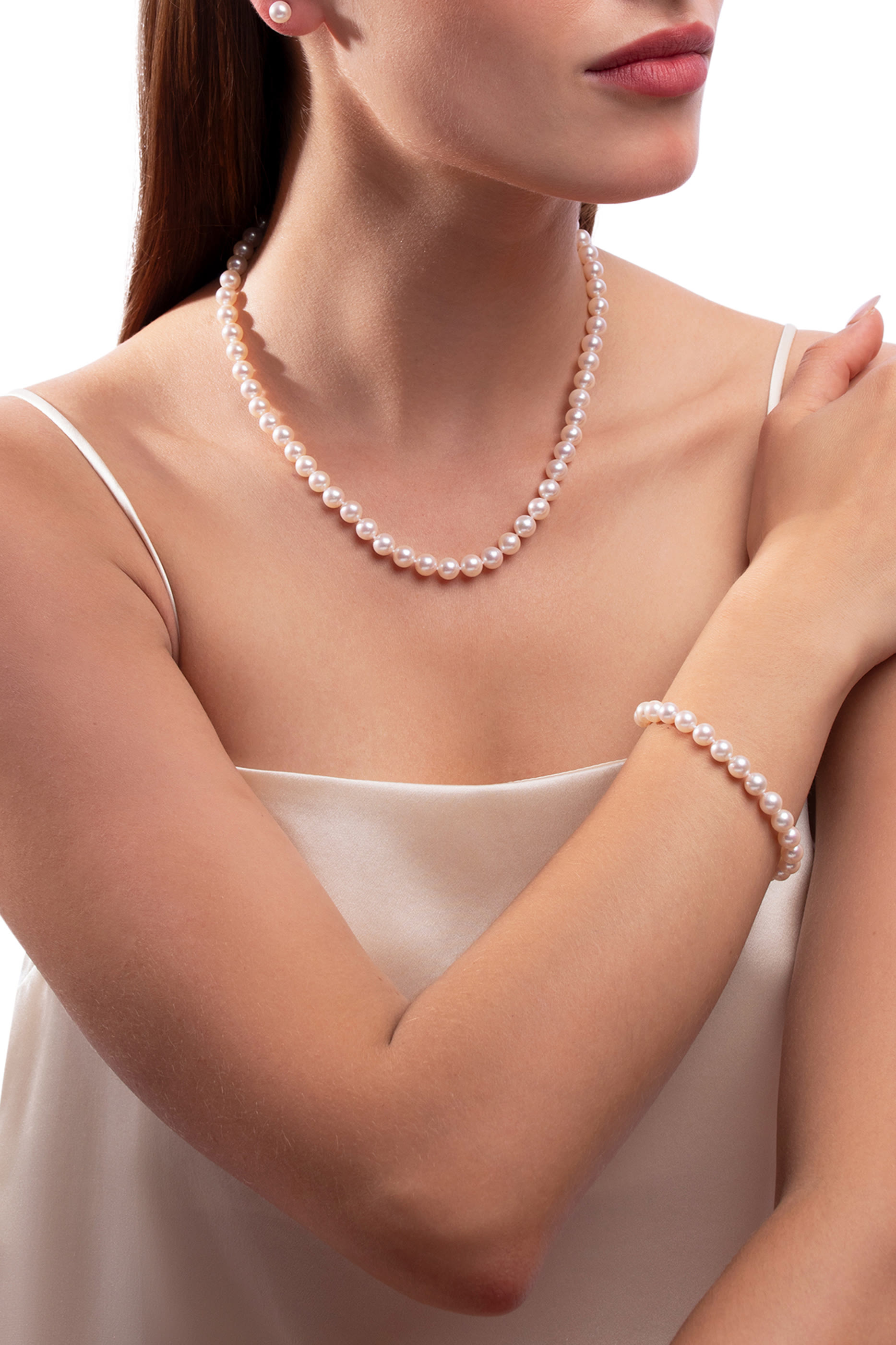 Classic Earring And Pendant Set, 18K Gold, Diamonds & Pearls