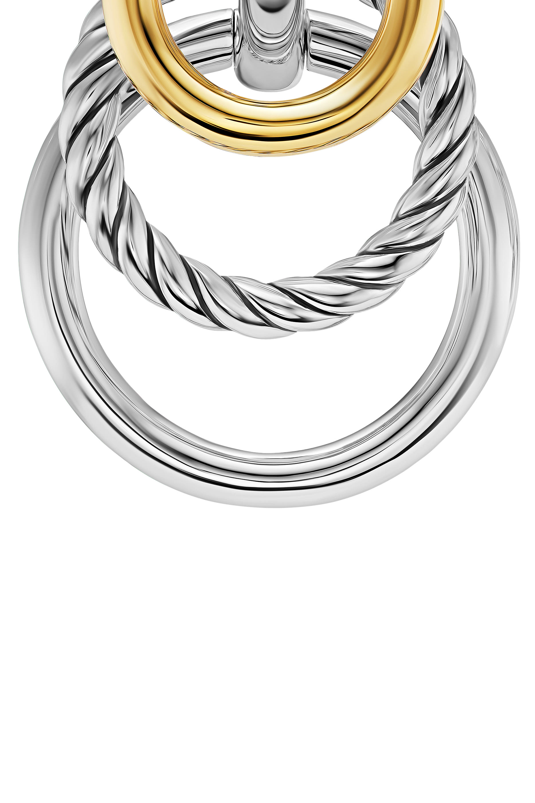 DY Mercer&reg; Triple Ring Drop Earrings, Sterling Silver & 18k Yellow Gold