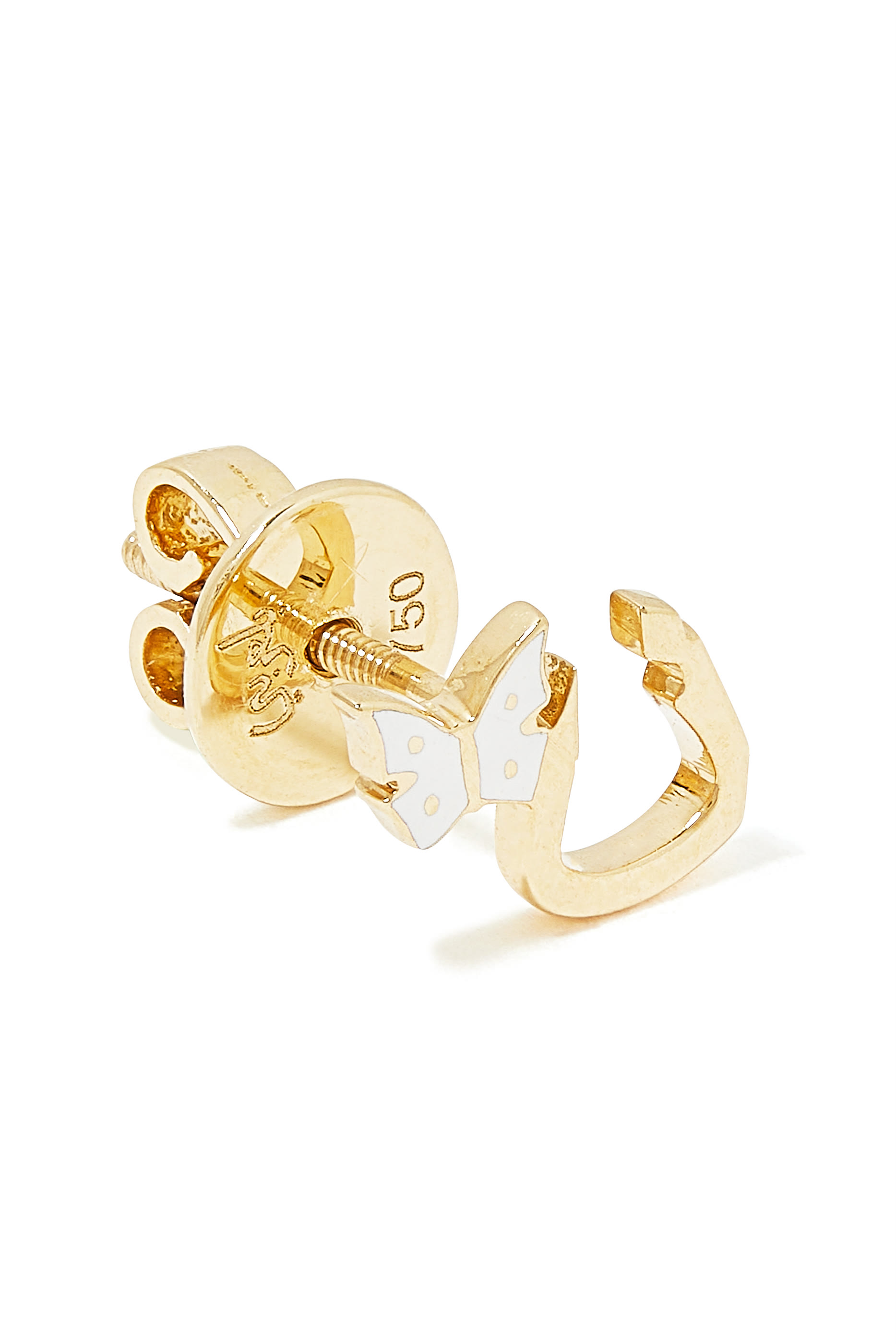 Kids Tiny Bling Butterfly Earrings, 18k Yellow Gold & Enamel