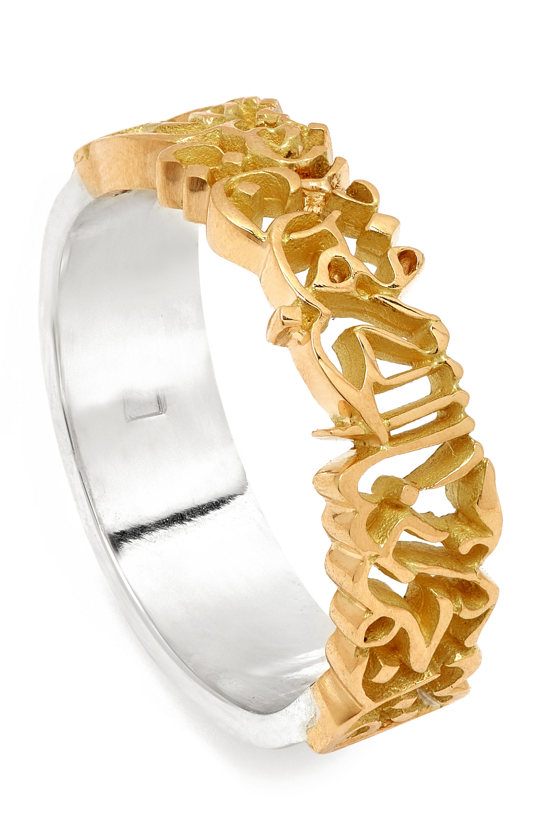 Three Quarter Love Ring, Sterling Silver, 18k Gold & Diamond