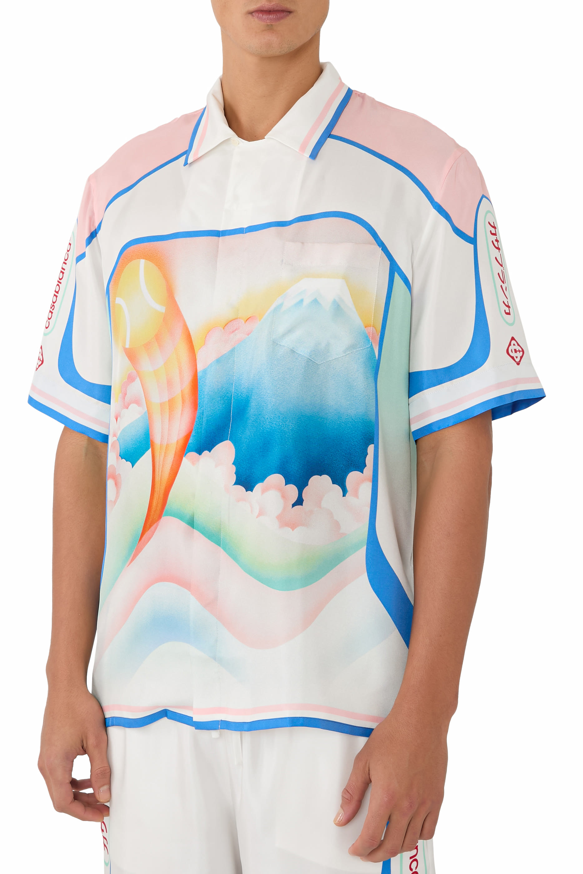 Fuji Dream Short-Sleeve Silk Shirt 