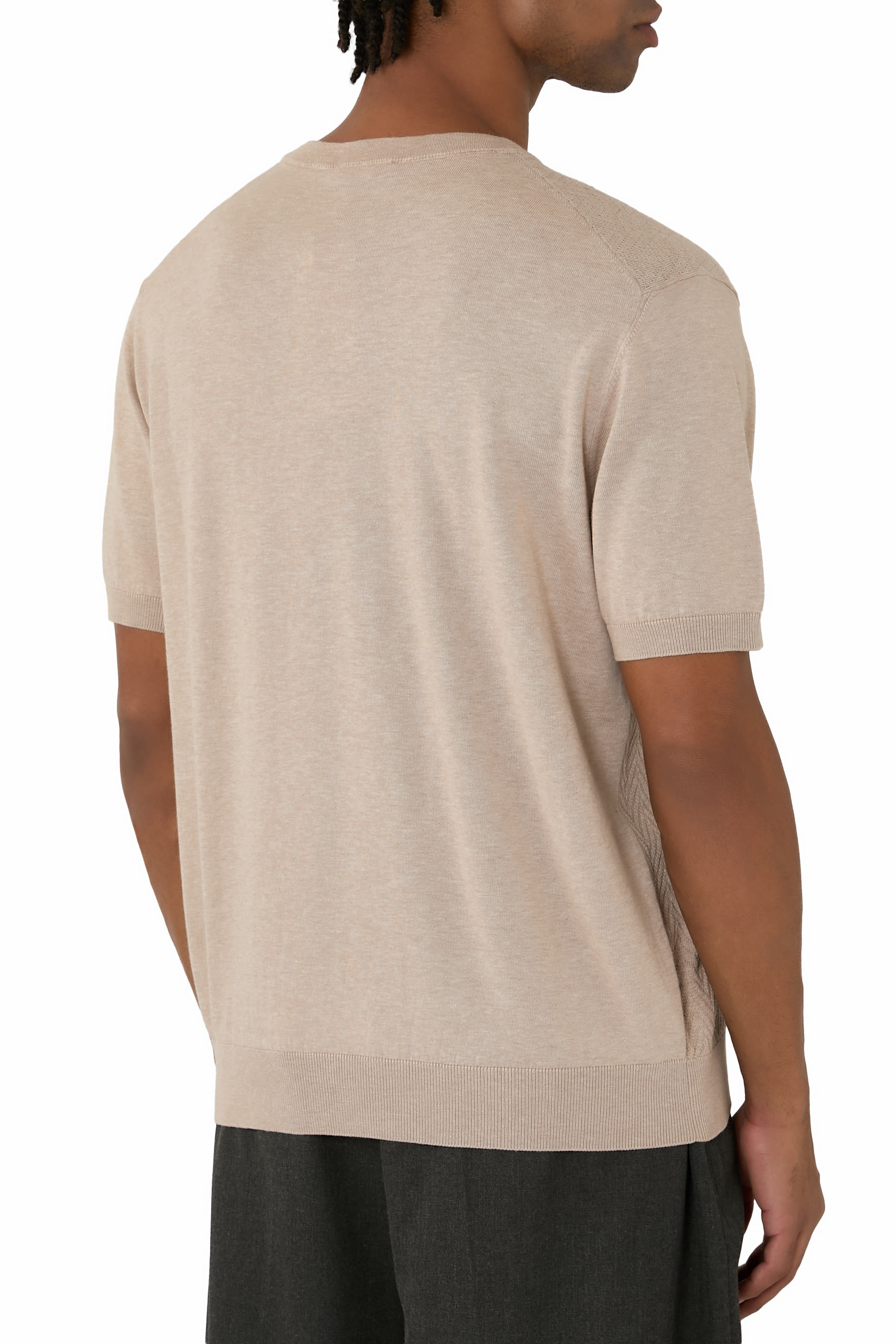 Herringbone Crewneck Knit T-Shirt