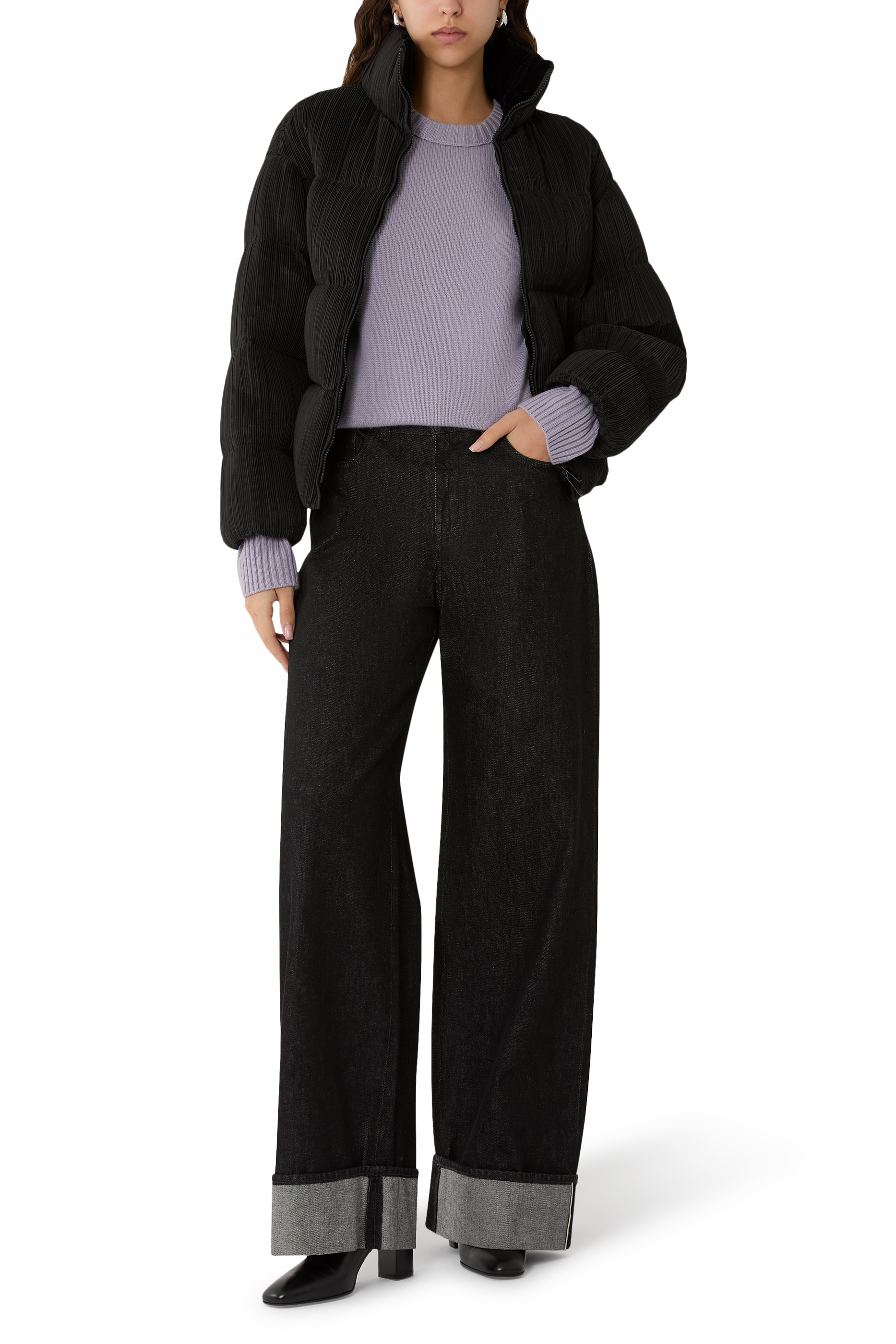 Pleated Technical Fabric Jacket