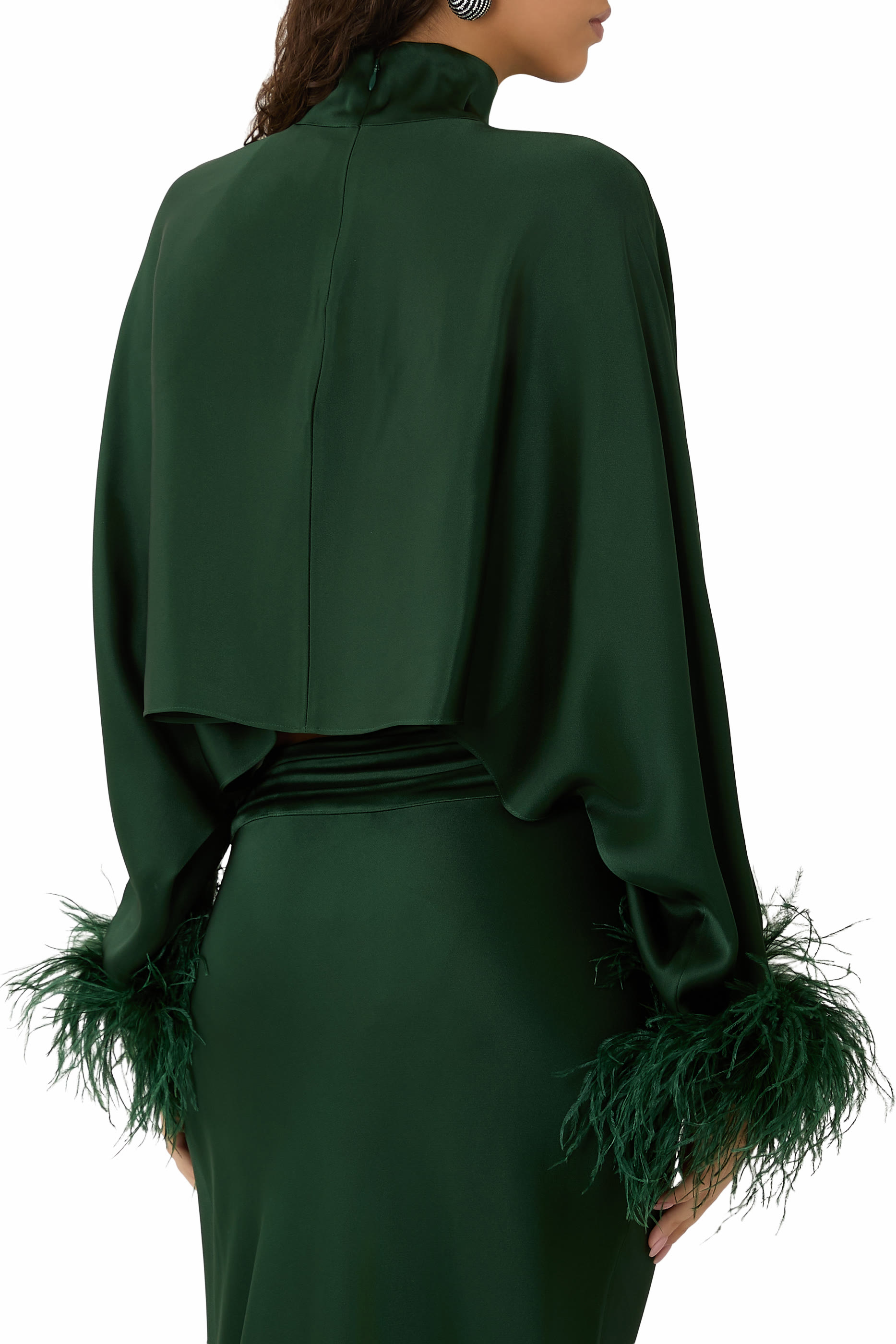 Feathers Satin Caftan Top