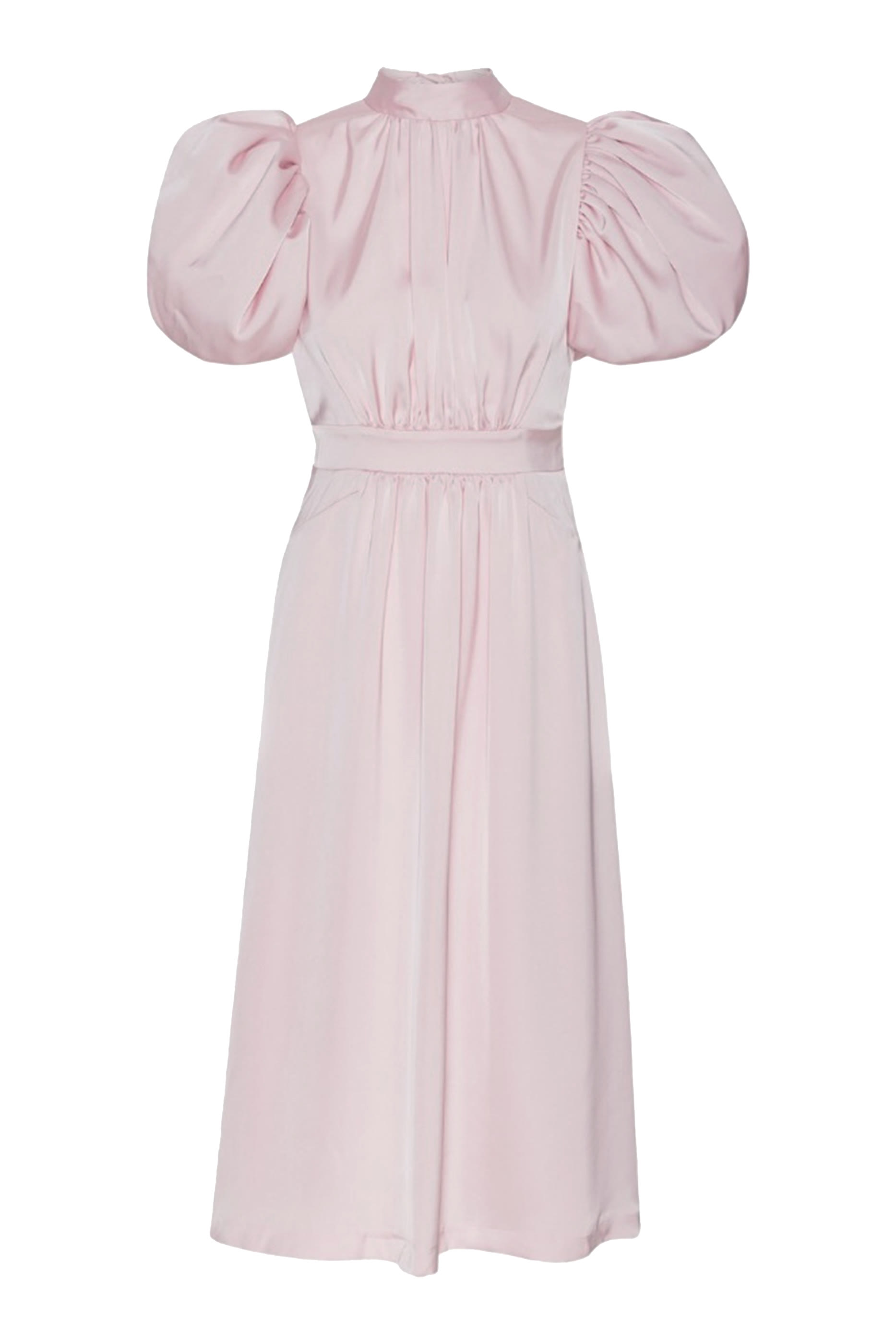Satin Puff Midi Dress 