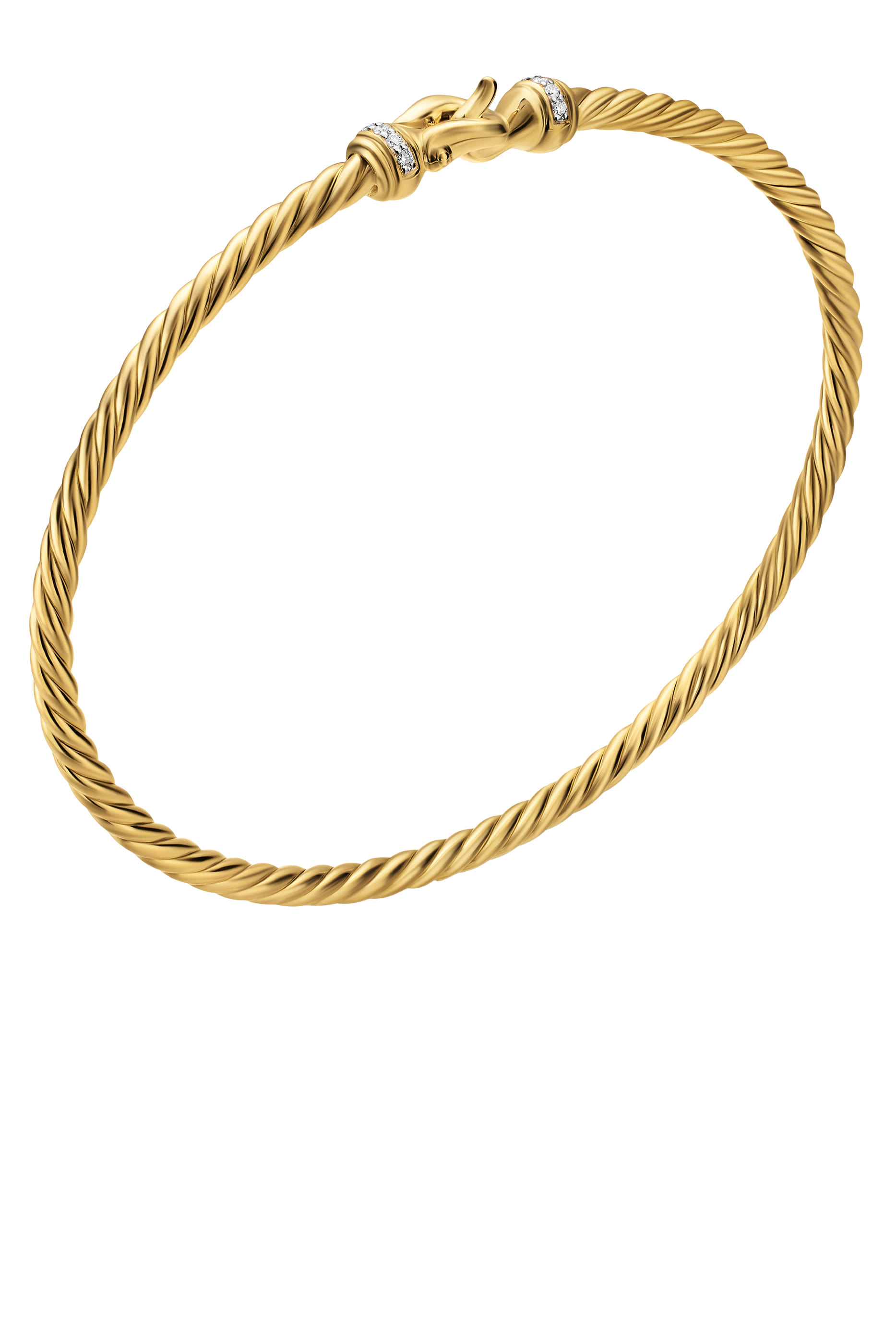Micro Cablespira&reg; Flex Buckle Bracelet, Sterling Silver, 18K Yellow Gold & Diamonds
