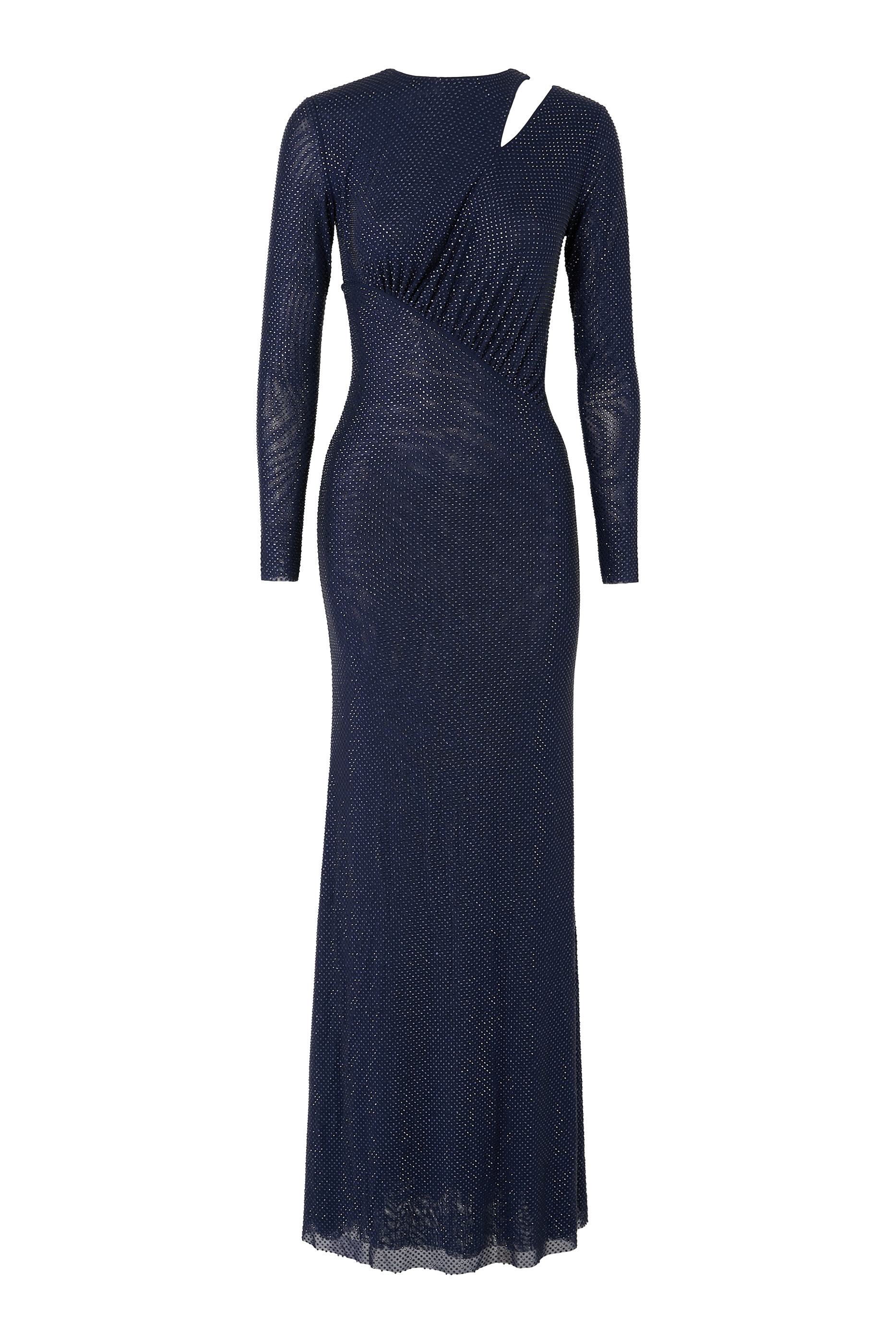 Rhinestone Mesh Cut-Out Maxi Dress