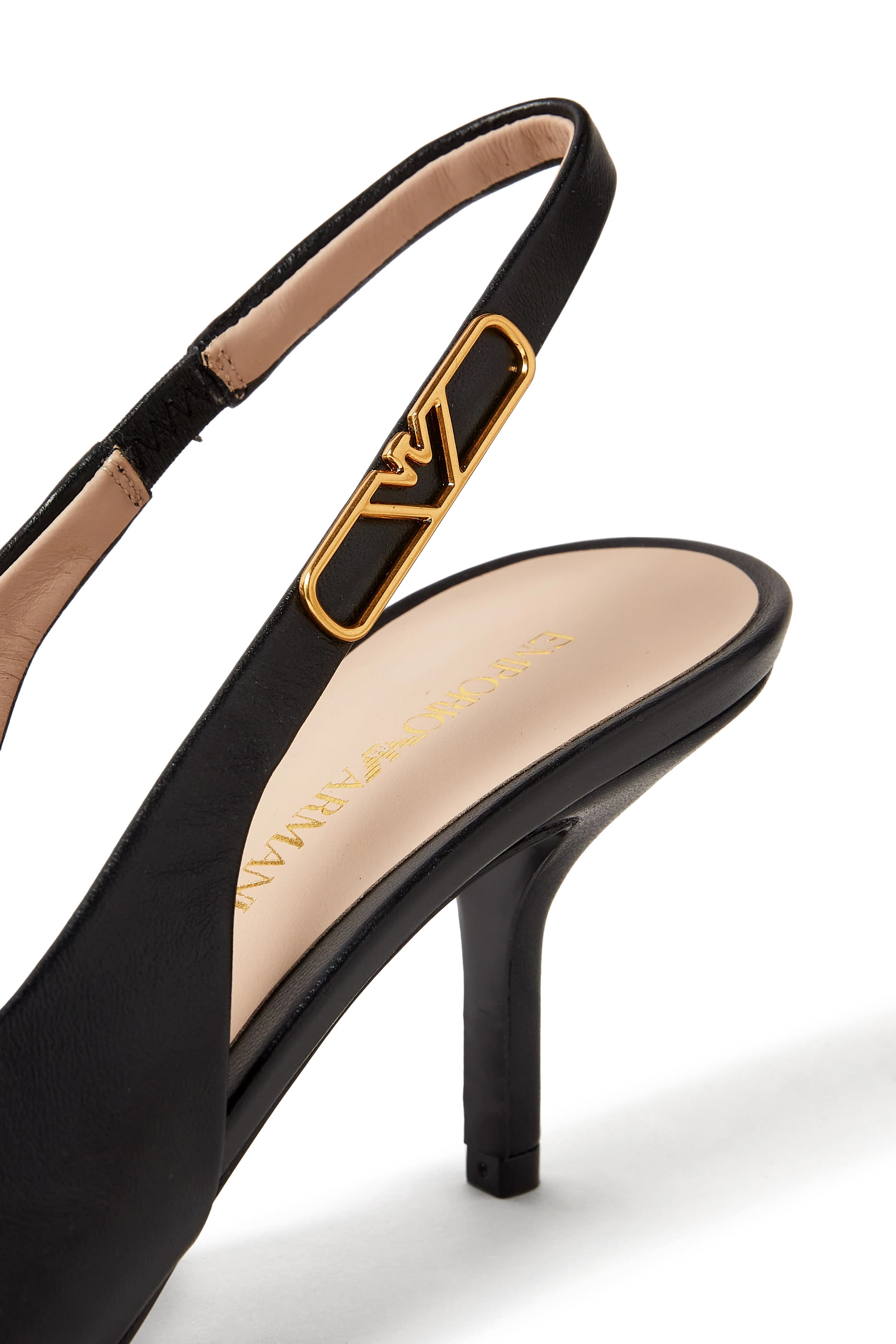 Eagle Logo 65 Nappa-Leather Slingback Pumps