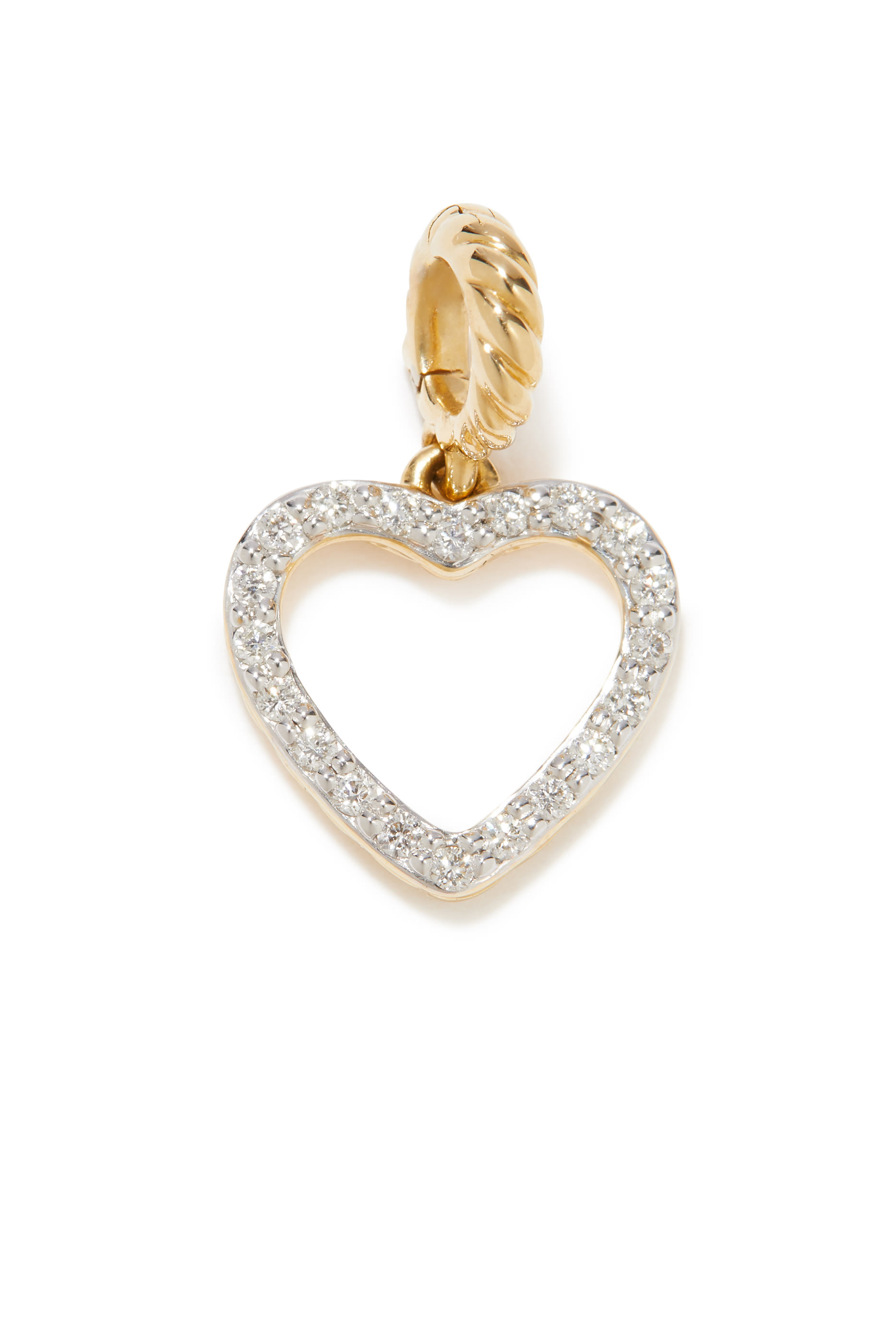 Heart Amulet in 18K Yellow Gold with Pav&eacute; Diamonds