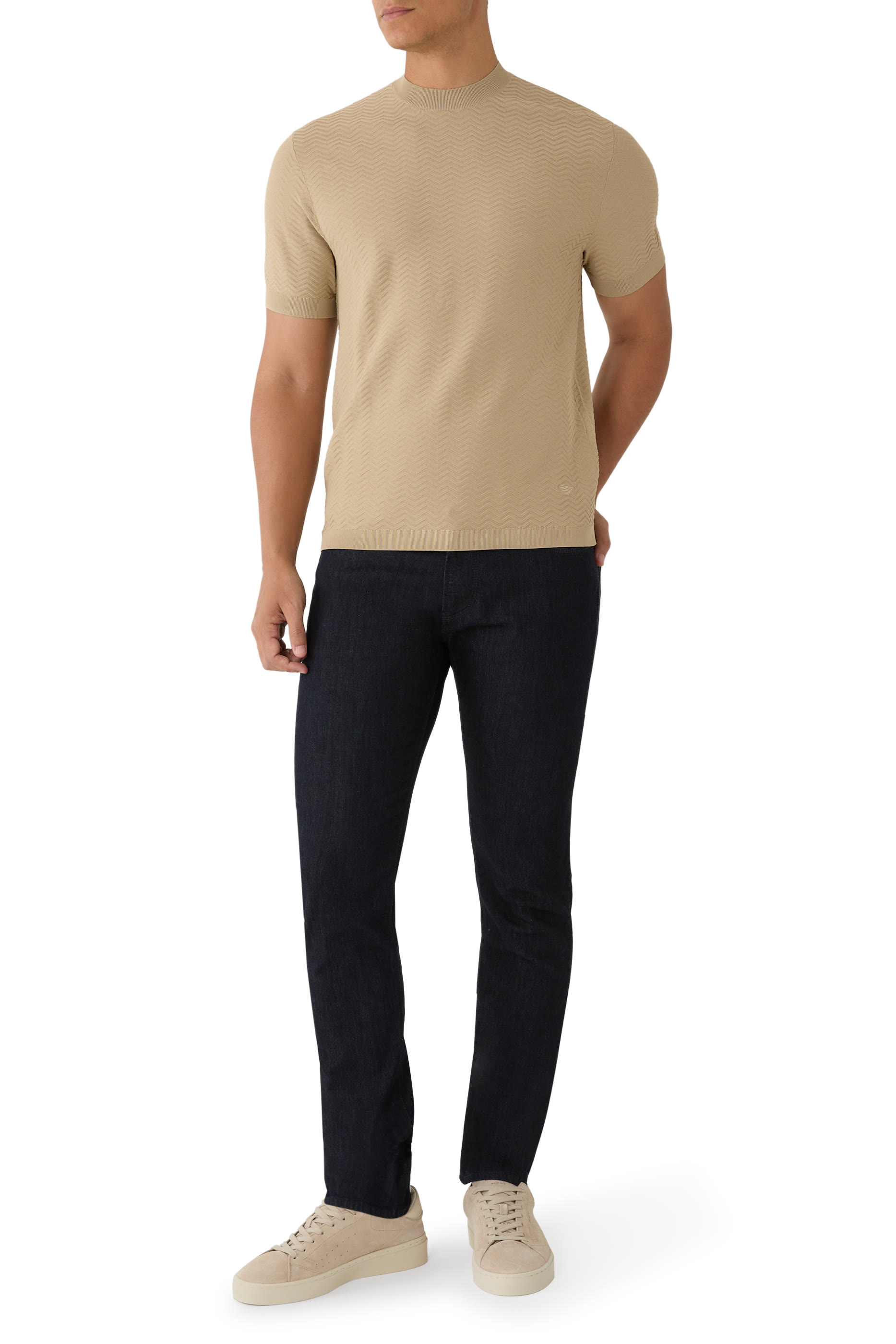 ASV Viscose-Blend Chevron-Stitch Jumper