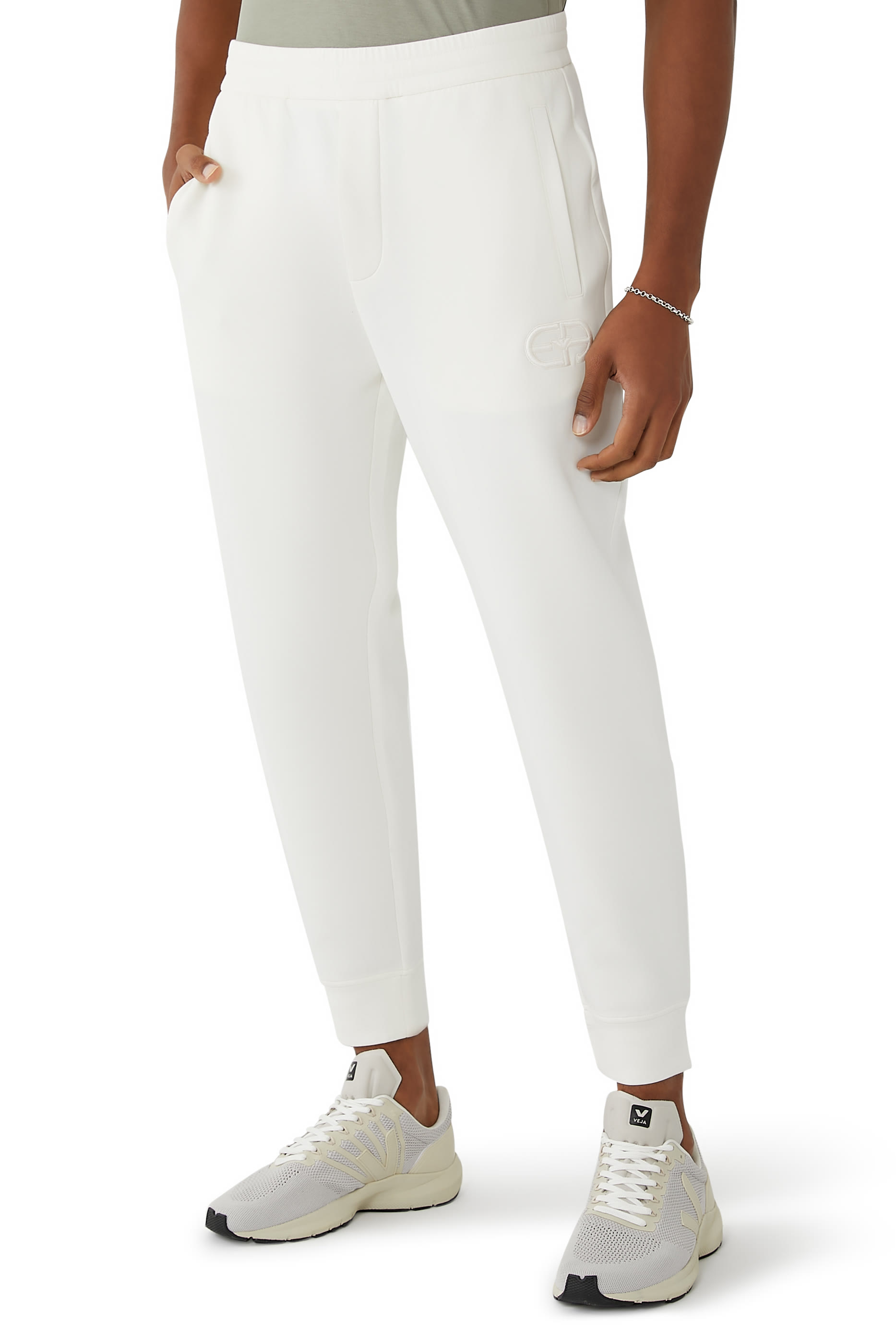 Embossed Embroidered EA Logo Double-Jersey Joggers