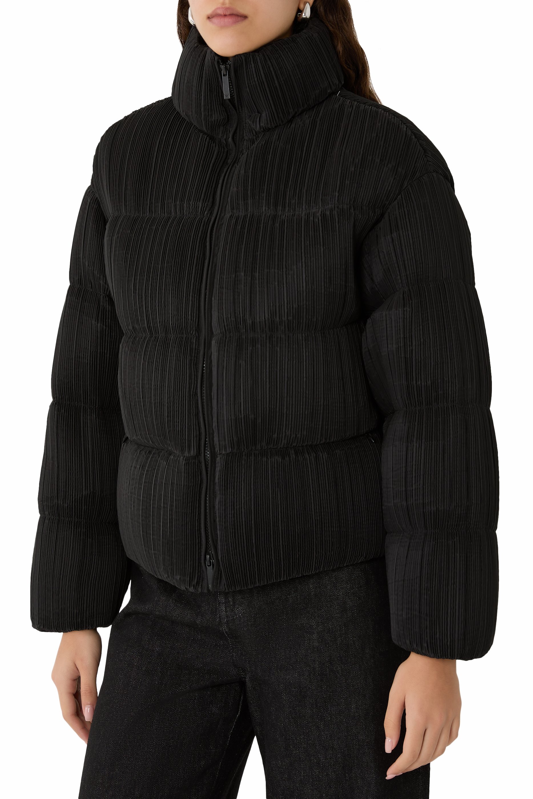Pleated Technical Fabric Jacket