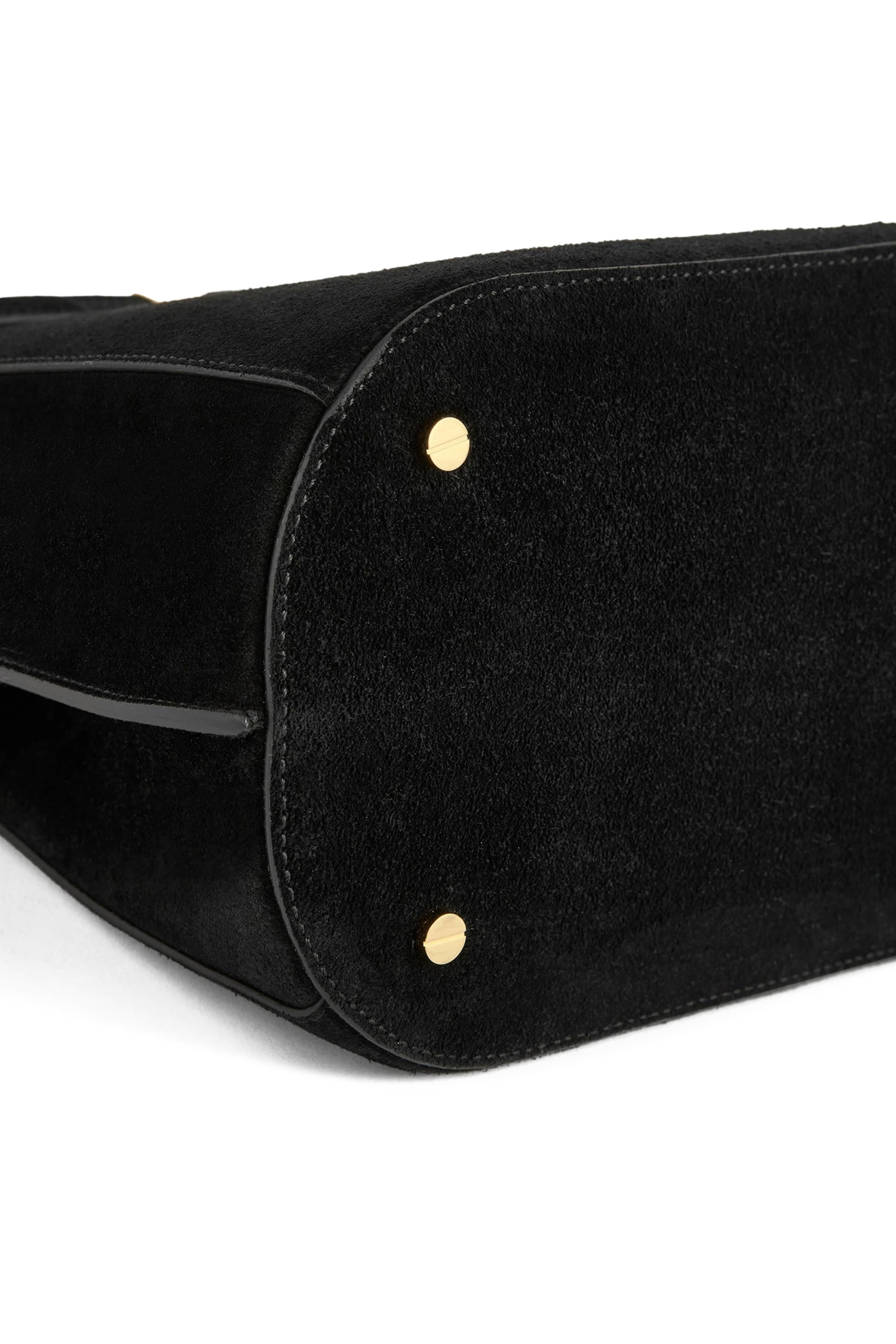 Belted Suede Bucket Bag