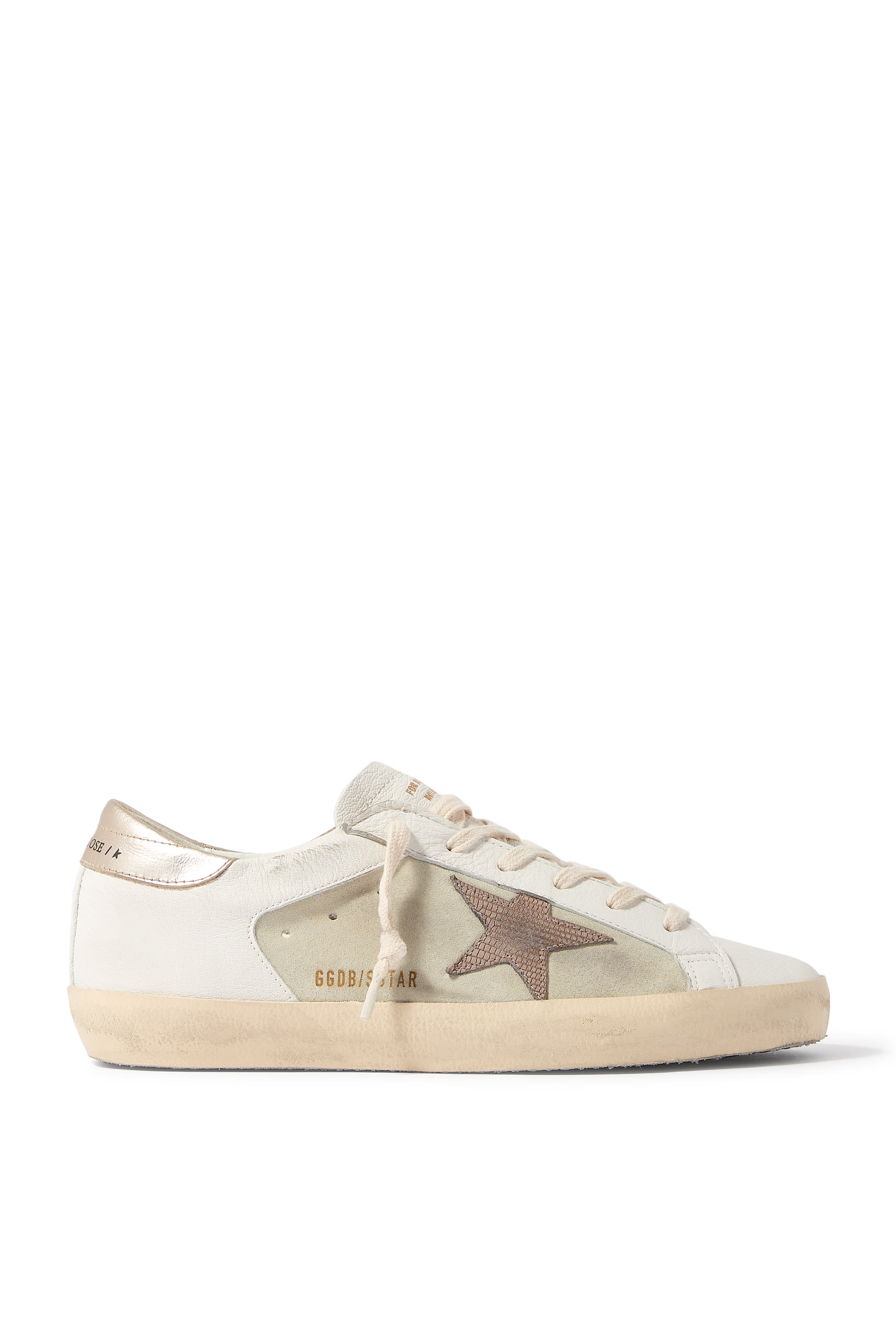 Super-Star Sneakers with Lizard Print Star and Metallic Heel Tab