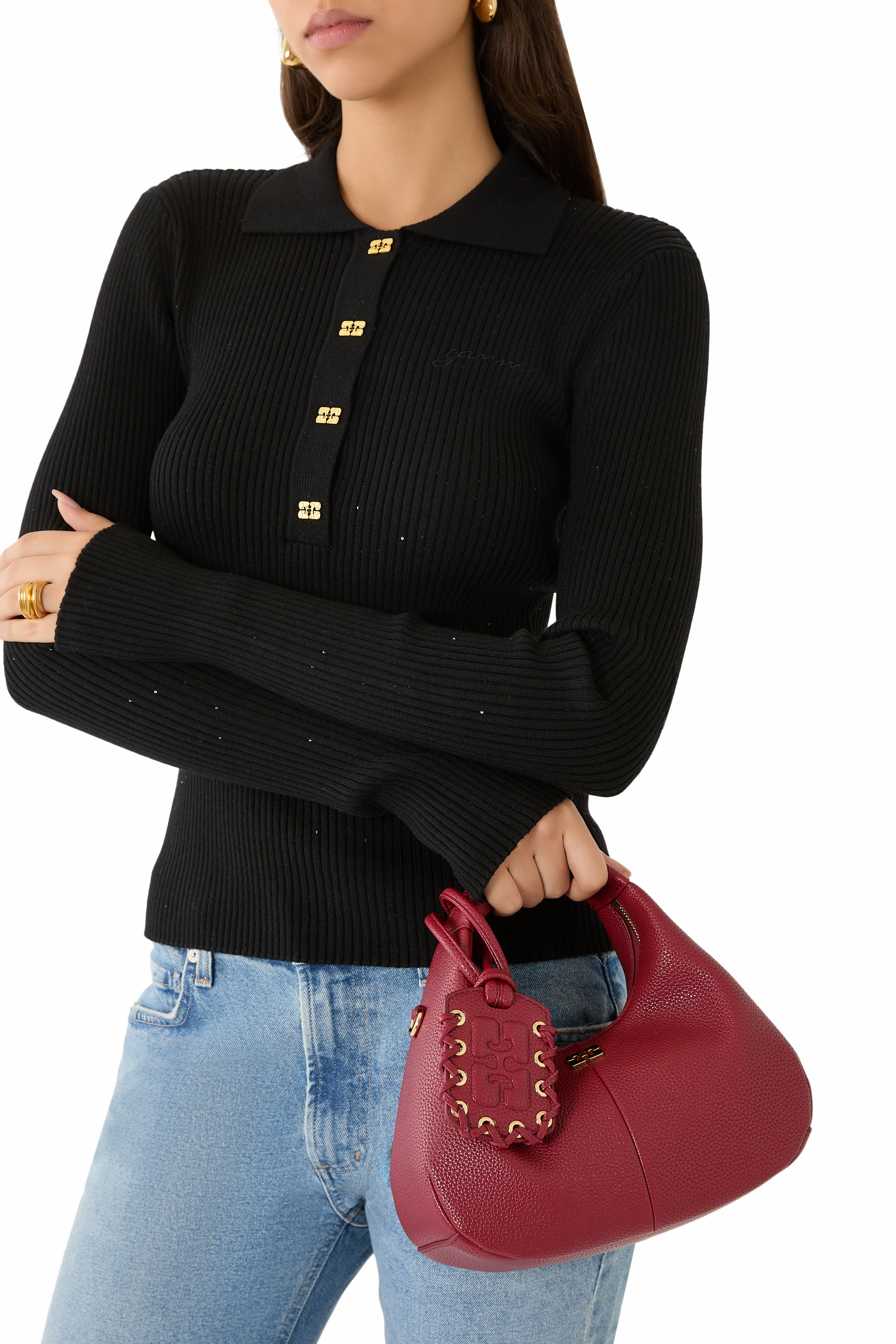 Grained Mini Hobo Bag