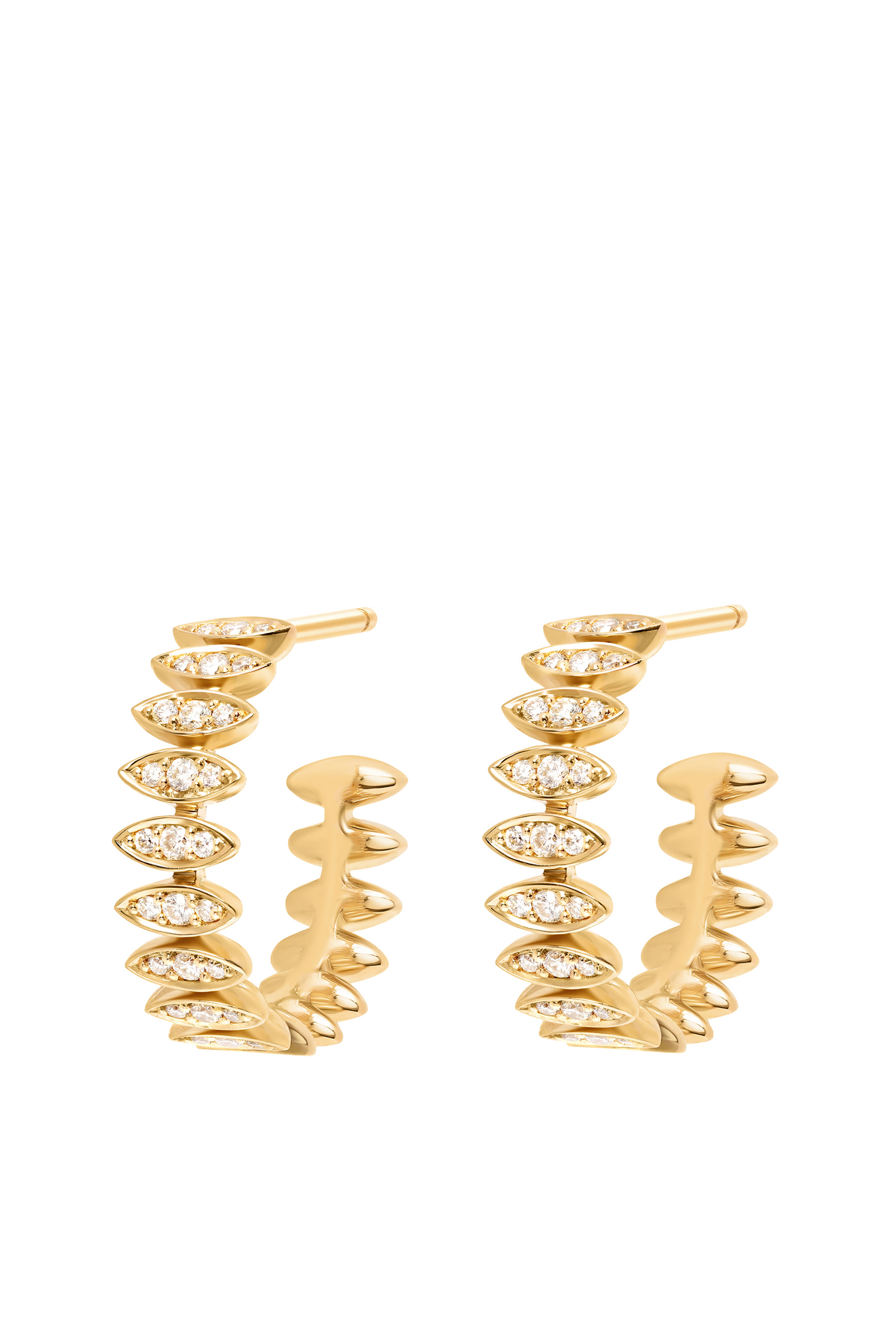 Barq Marquise Large Hoop Earrings, 18K Yellow Gold & Diamonds
