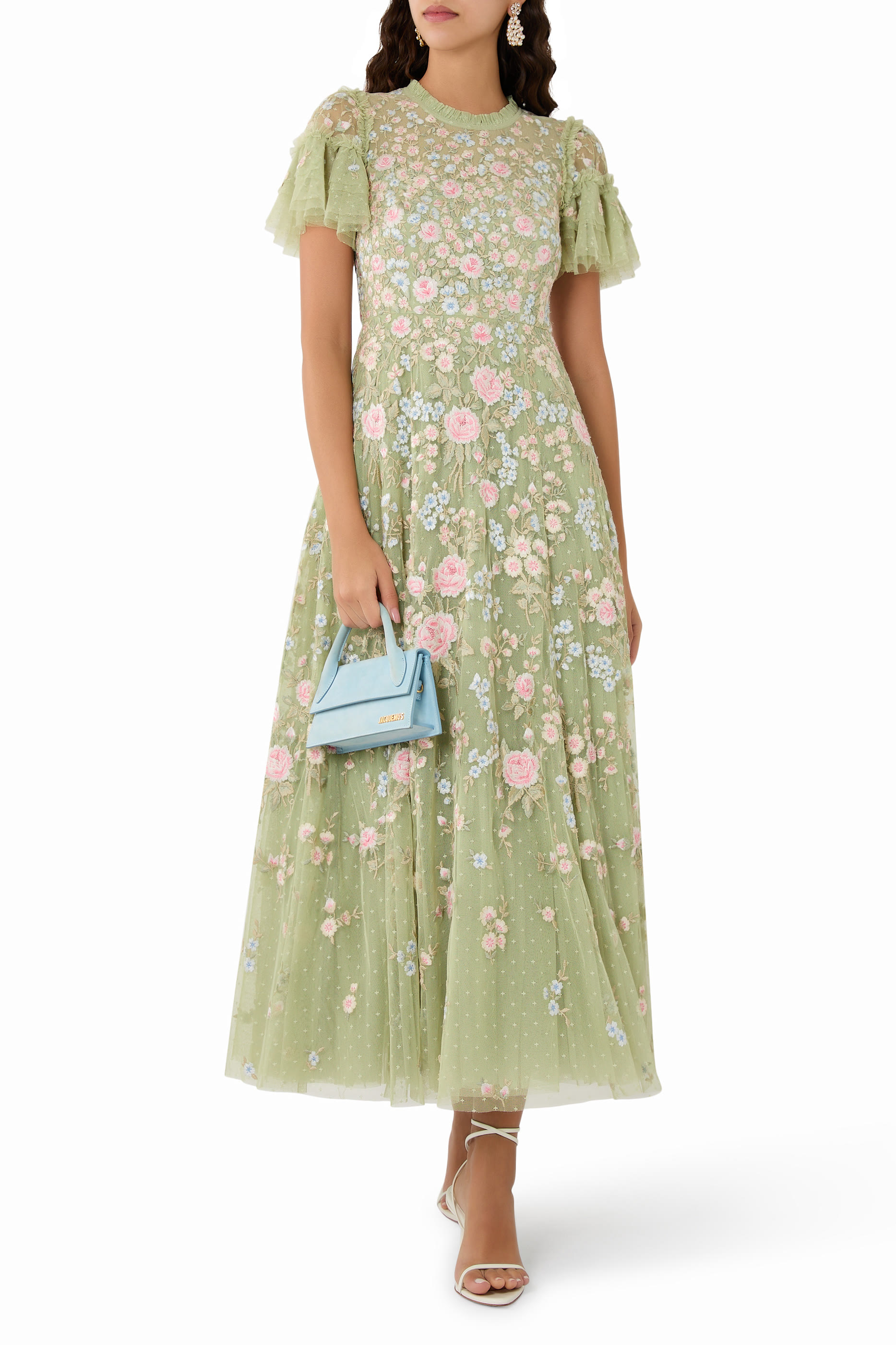 Antoinettes Floral Round Neck Ankle Gown