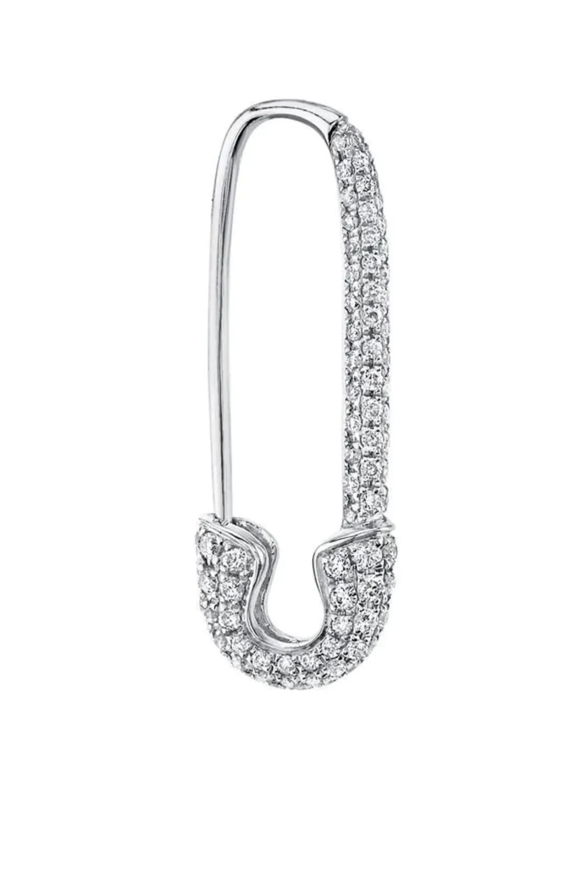 Diamond Safety Pin Earring, 18K White Gold & Diamonds