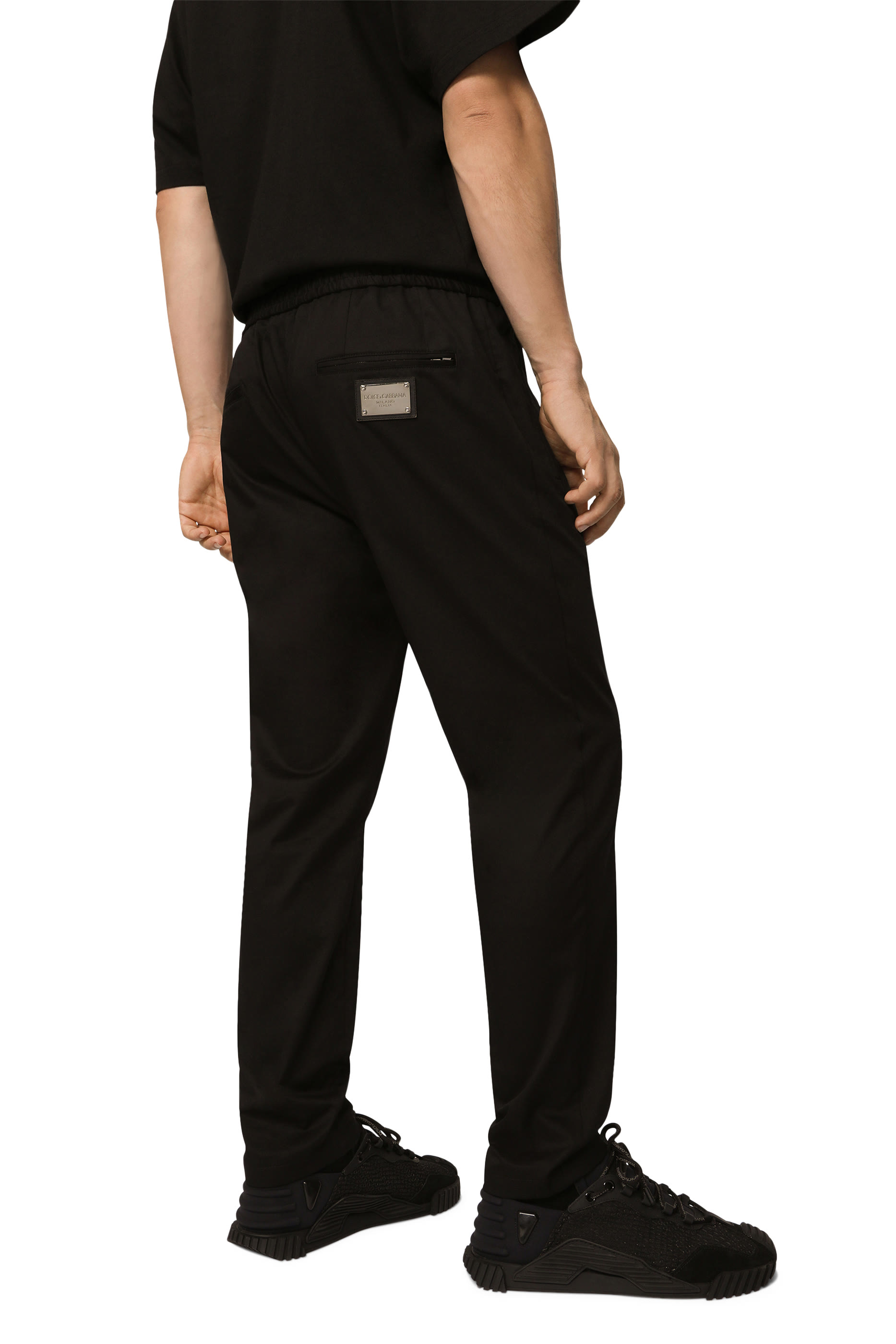 Stretch Cotton Jogging Pants with Logo Tag