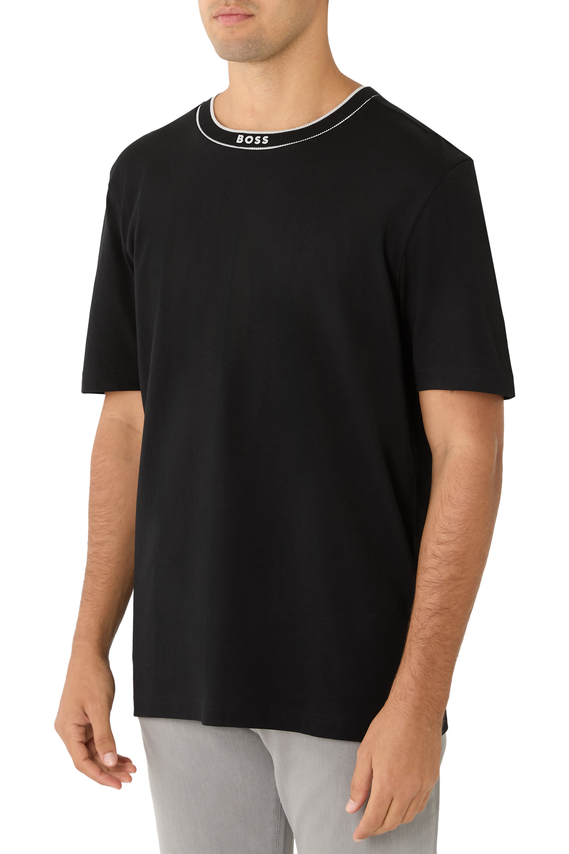 Logo Stripe Collar T-Shirt