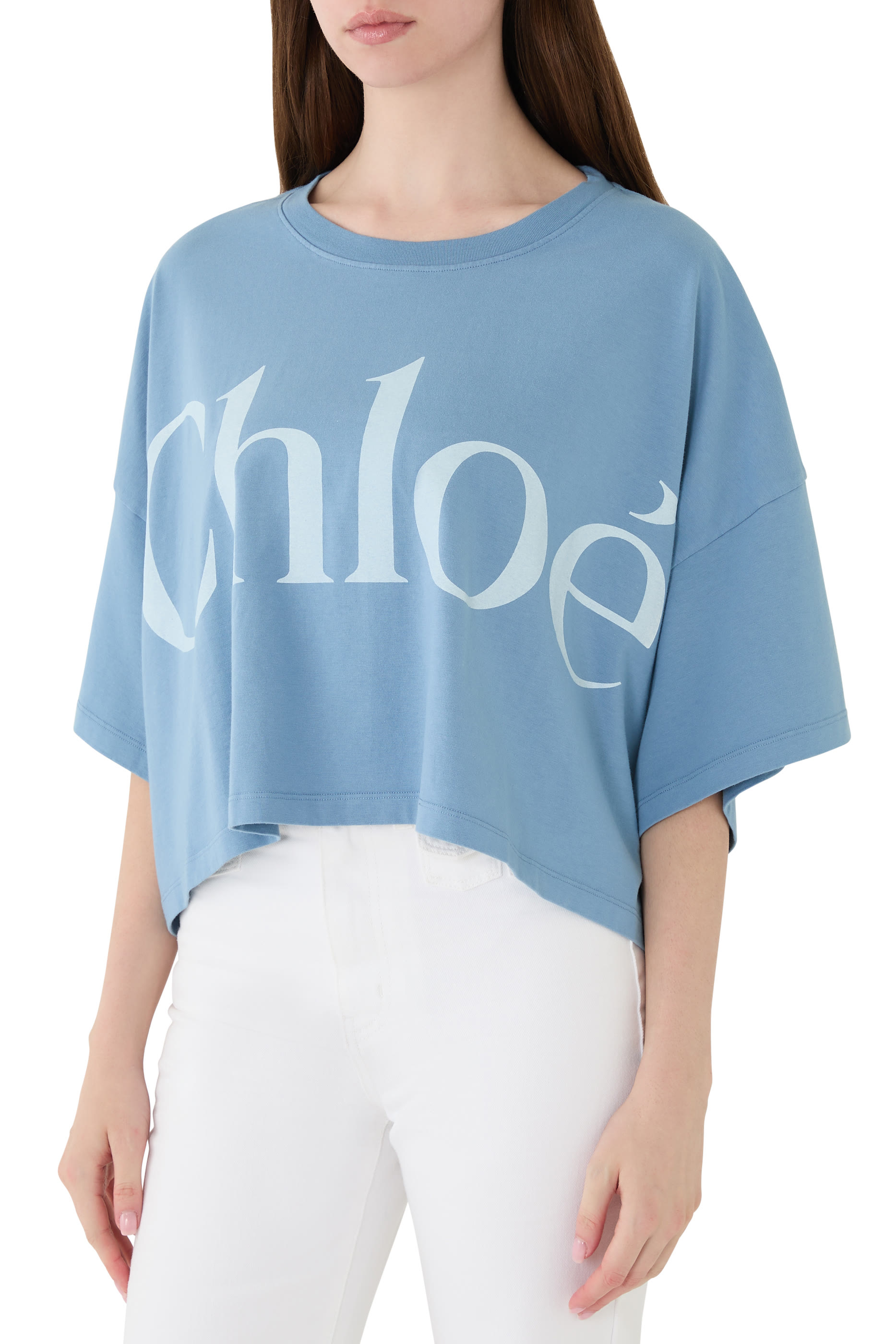Cropped Boxy Logo T-Shirt in Cotton Jersey 