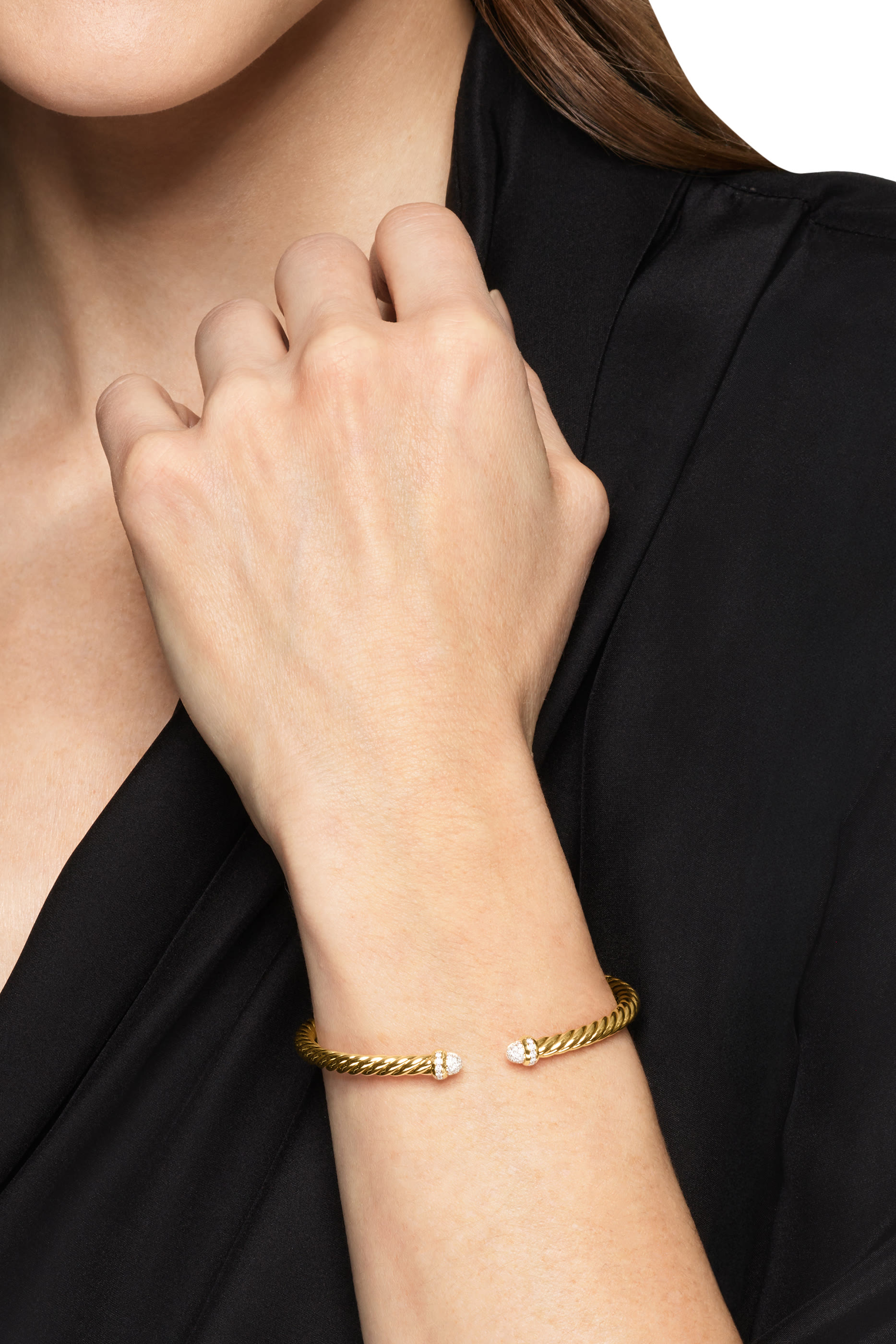 Cable Flex Bracelet, 18K Yellow Gold with Diamonds 