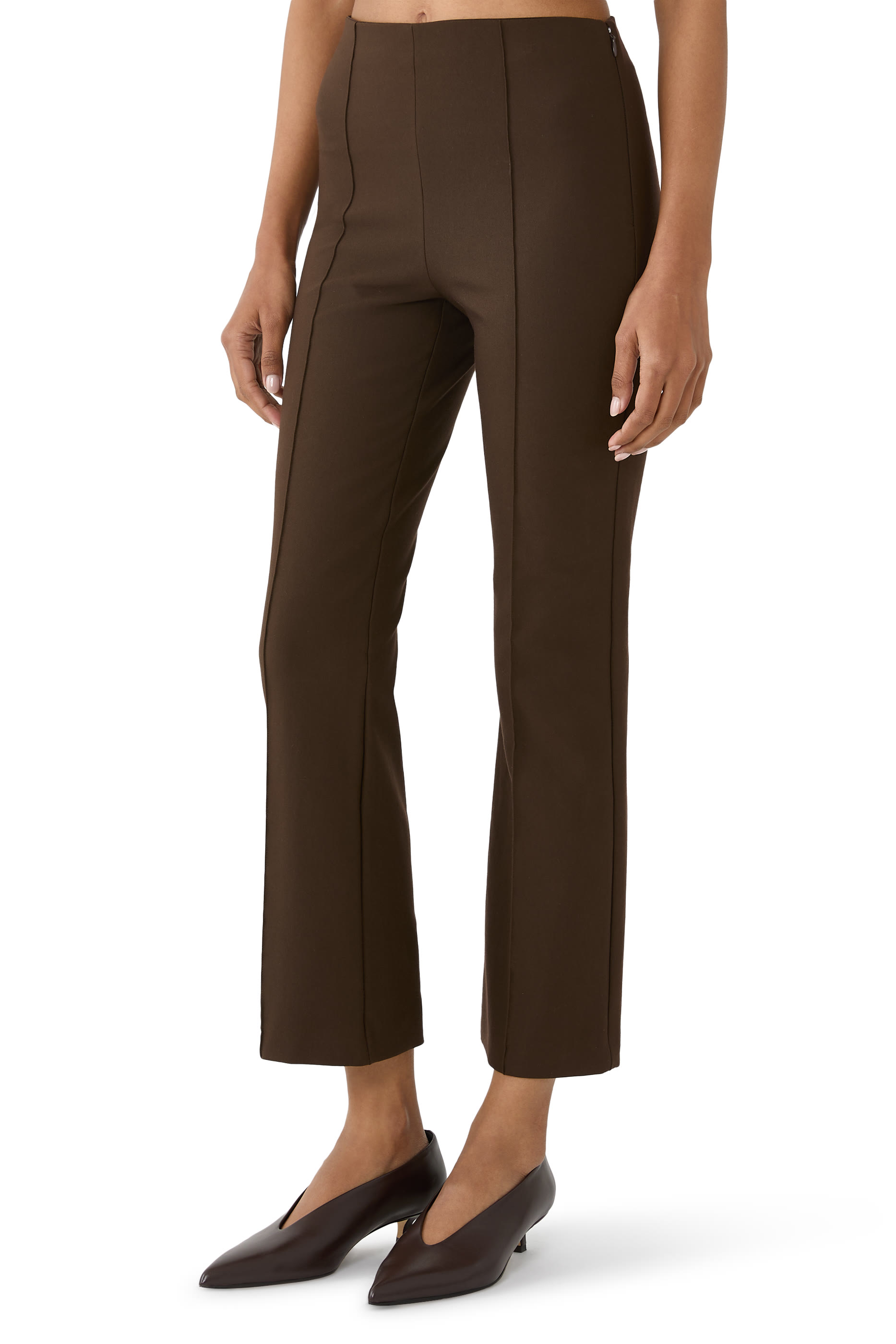 Niki Mid-Rise Pintuck Crop Flare Pant