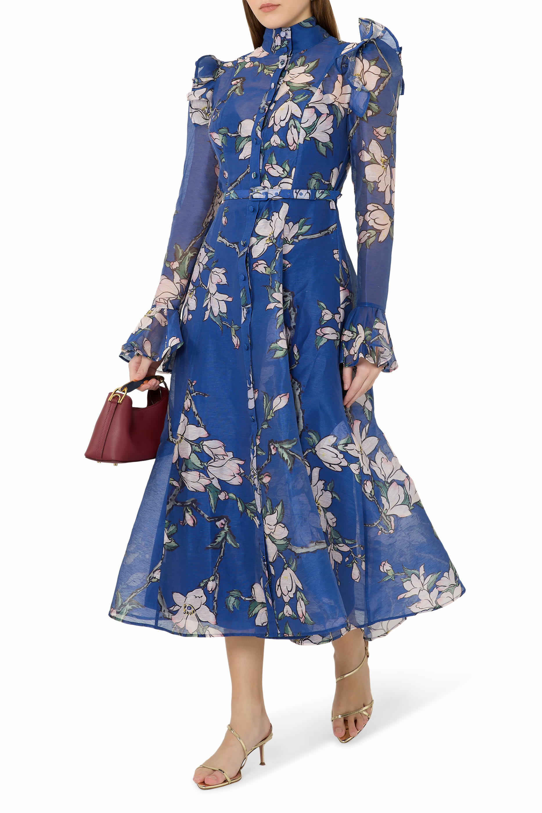 Katrina Butterfly Sleeves Midi Dress