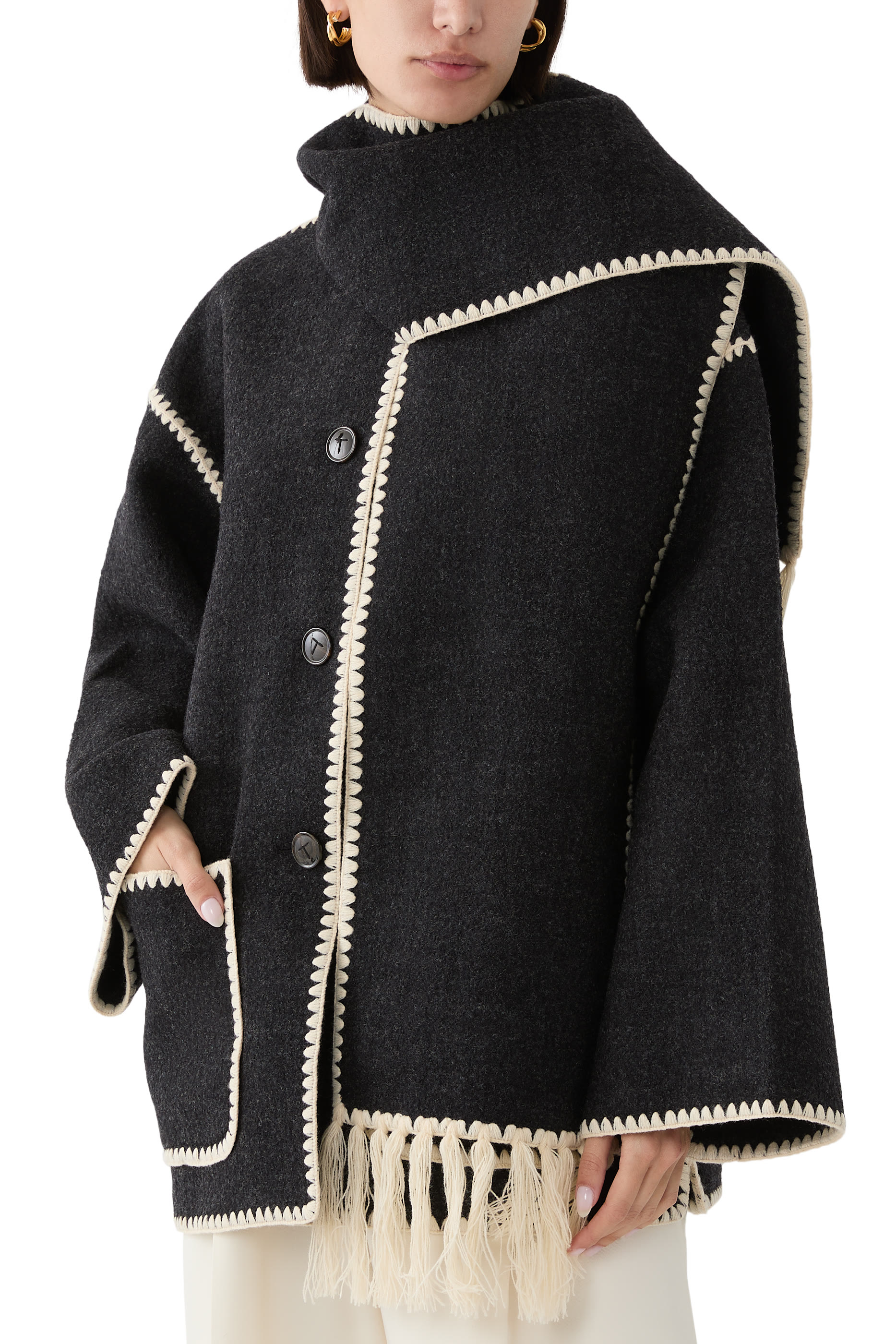 Embroidered Scarf Jacket