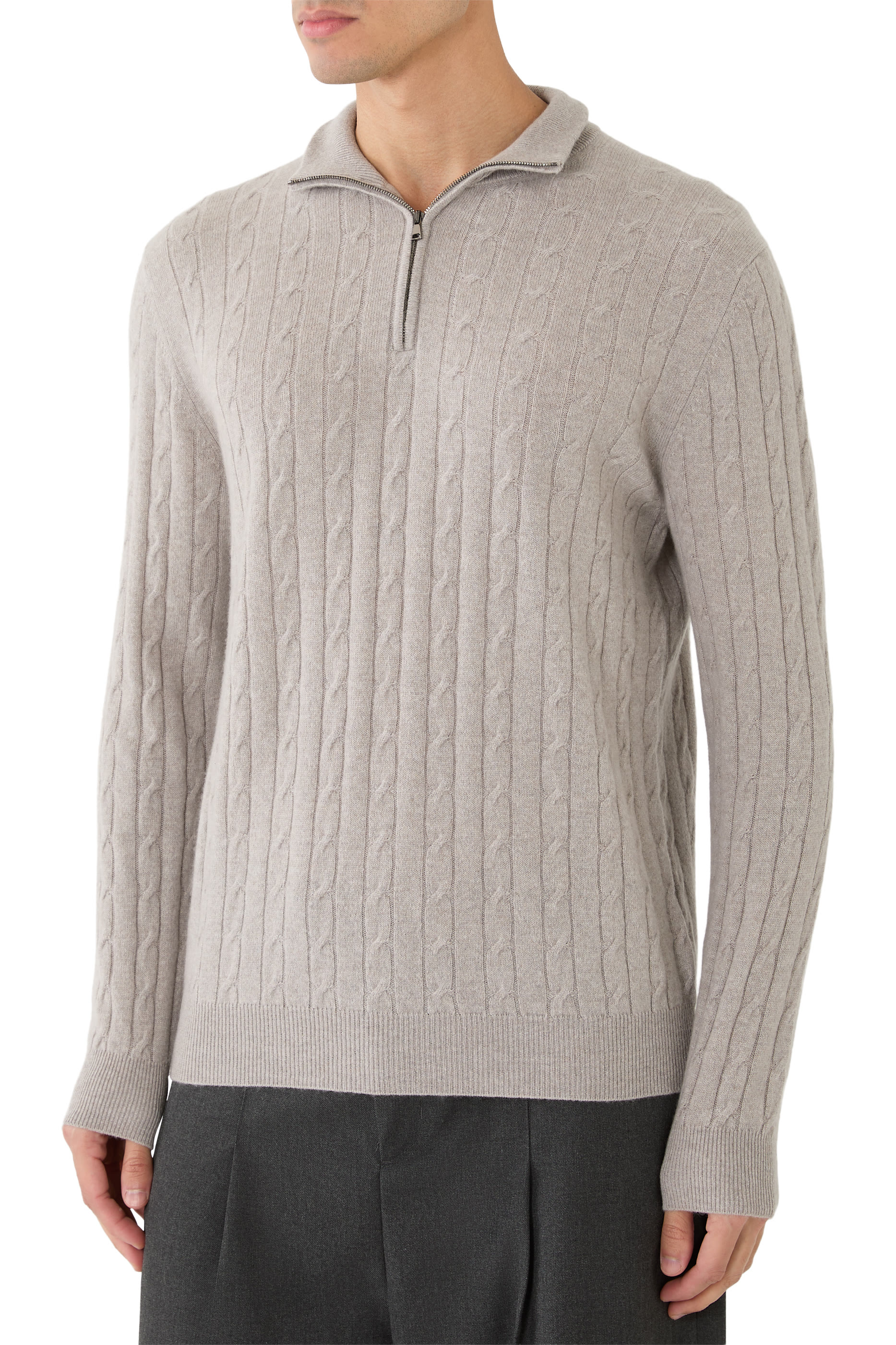 Cable Knit Zip-Up Jumper