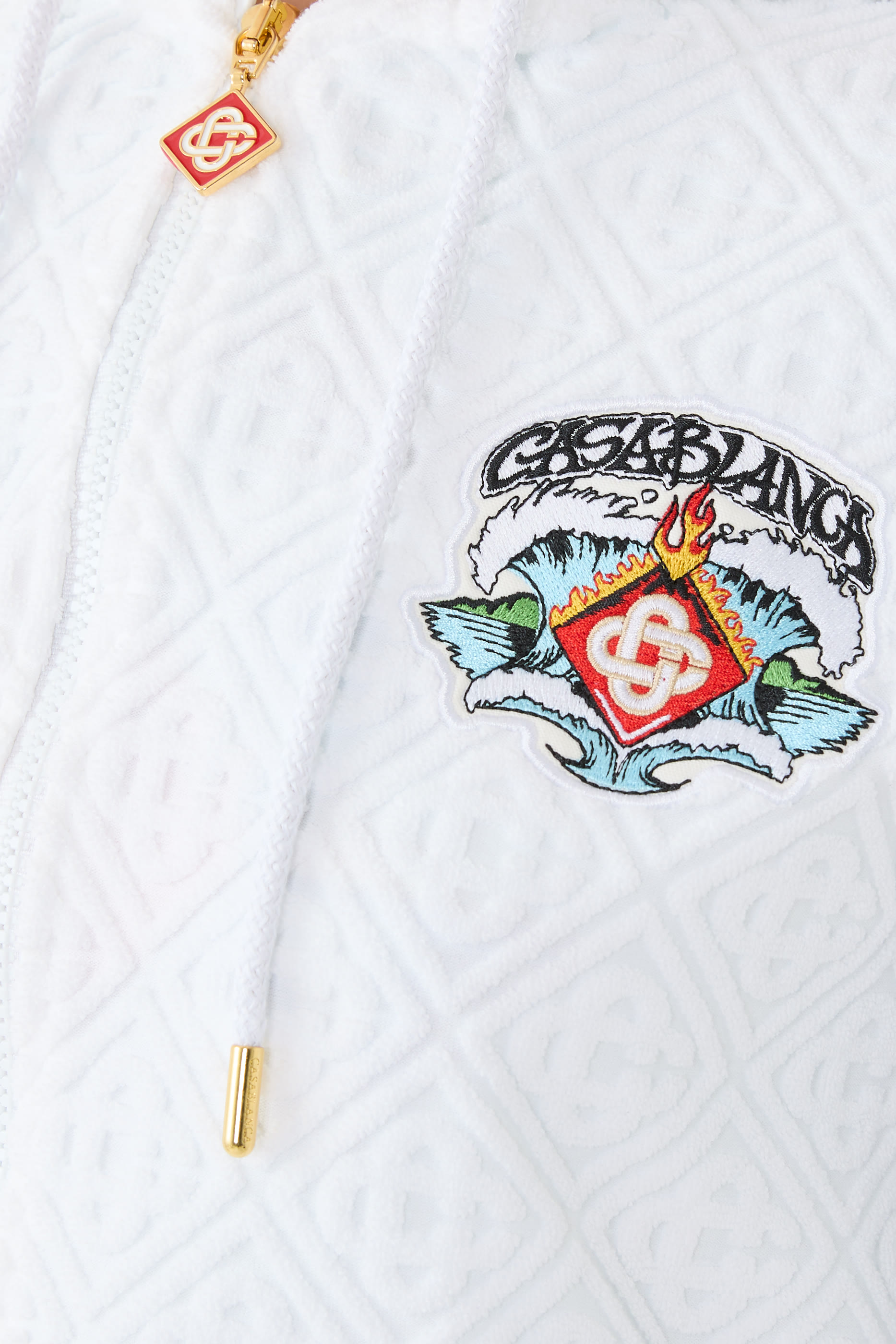 Towelling Waves Monogram Zip Through Hoodie 