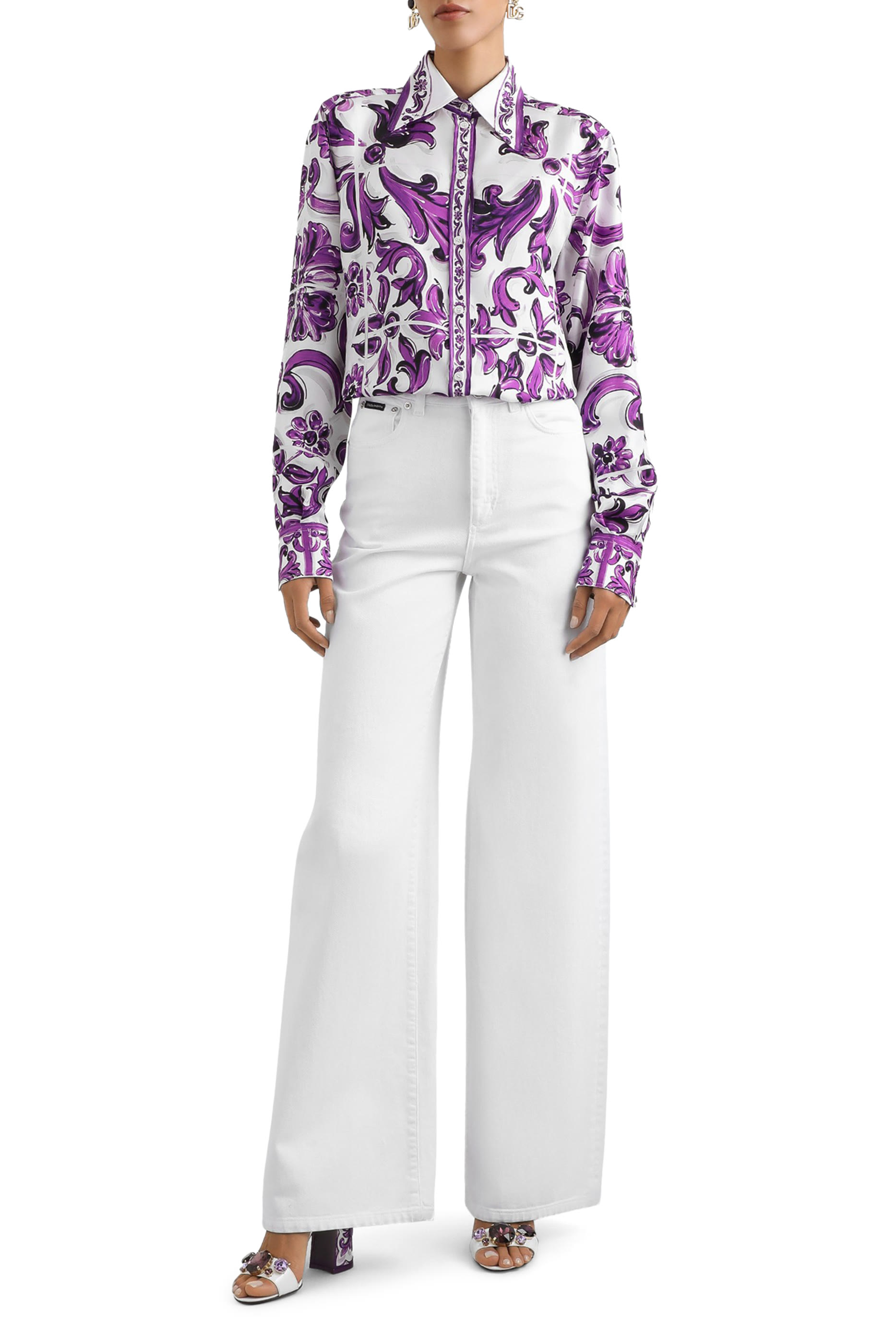 Majolica-Print Silk Twill Shirt