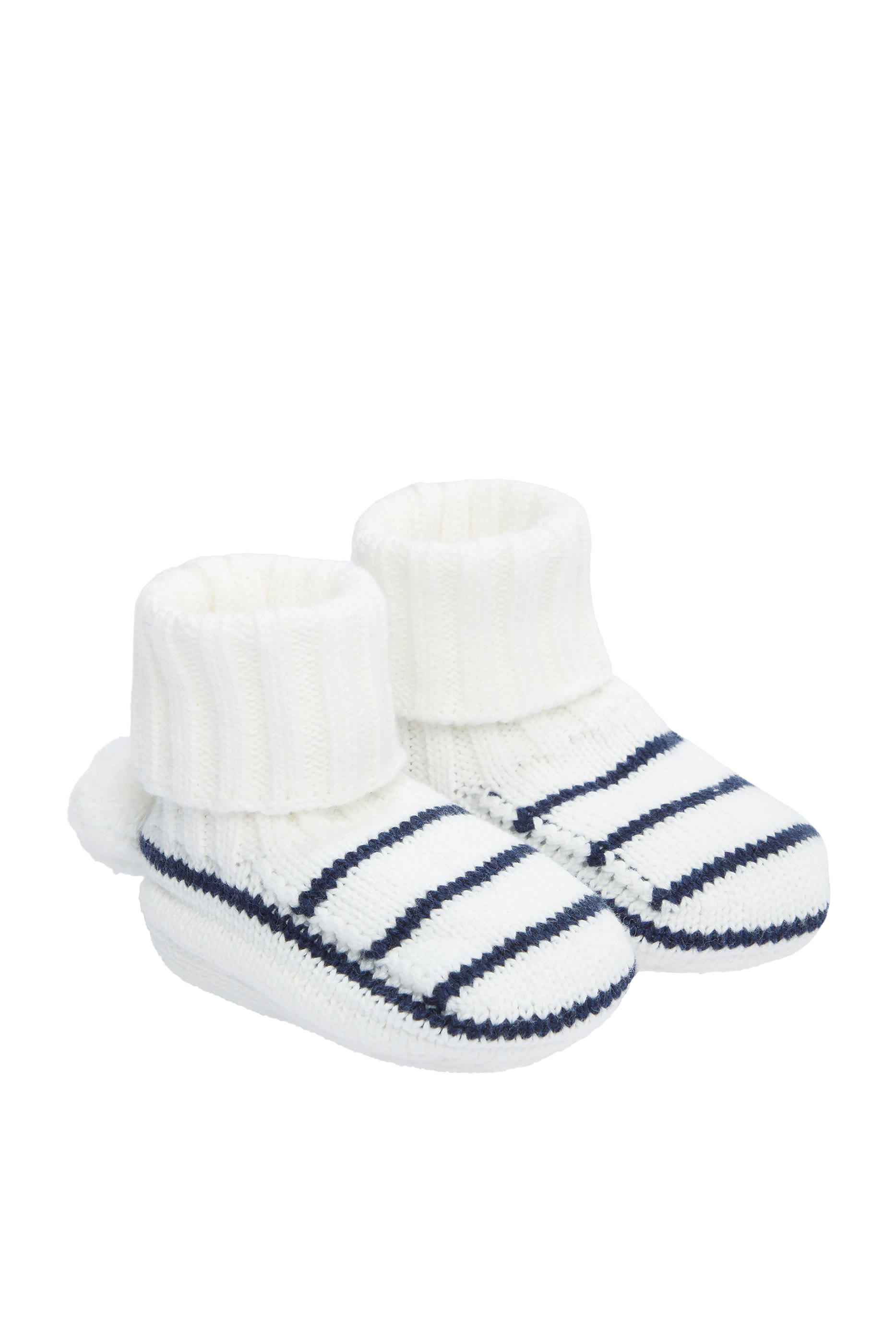Kids Striped Knitted Pom Pom Booties