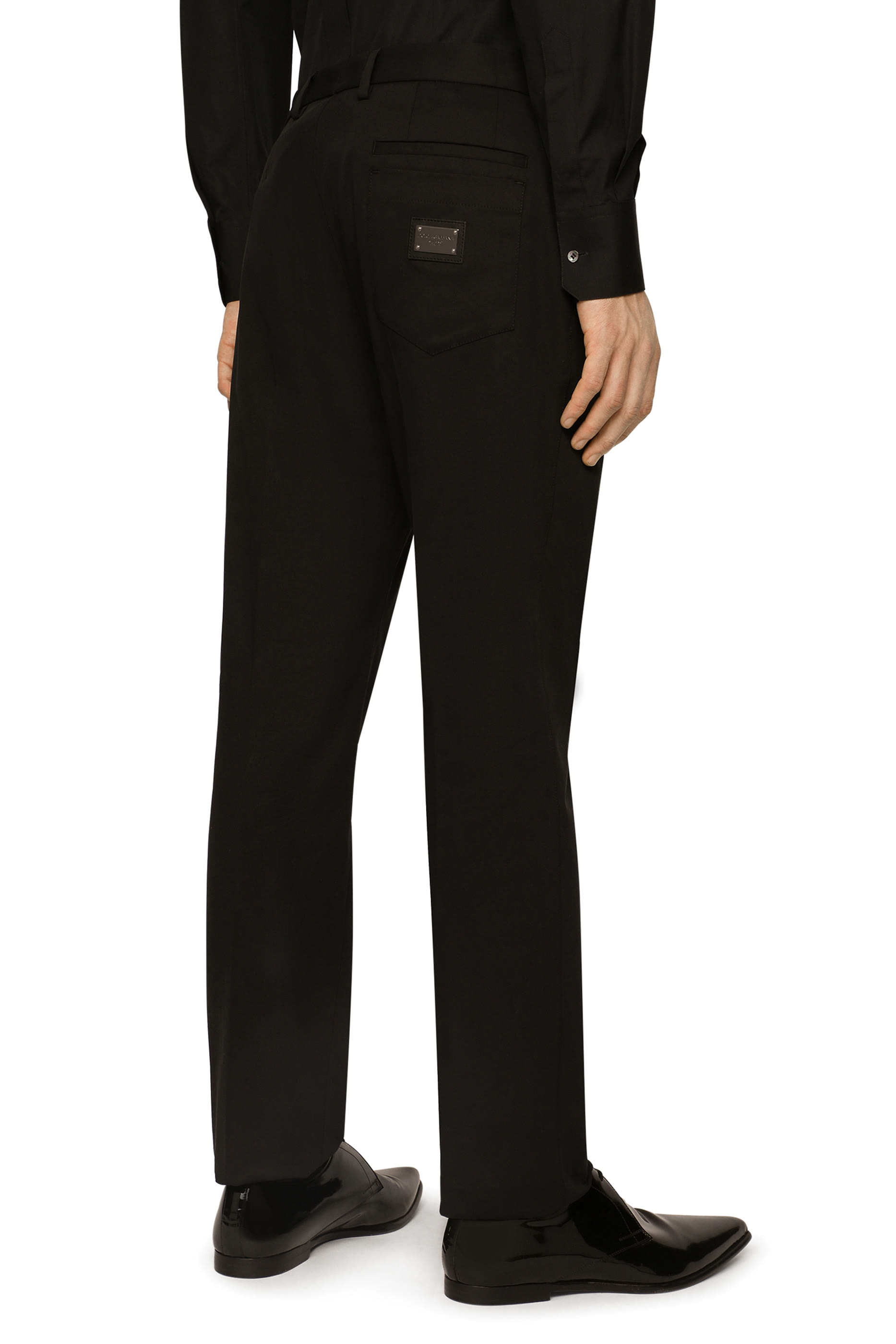 Logo Tag Stretch Cotton Pants