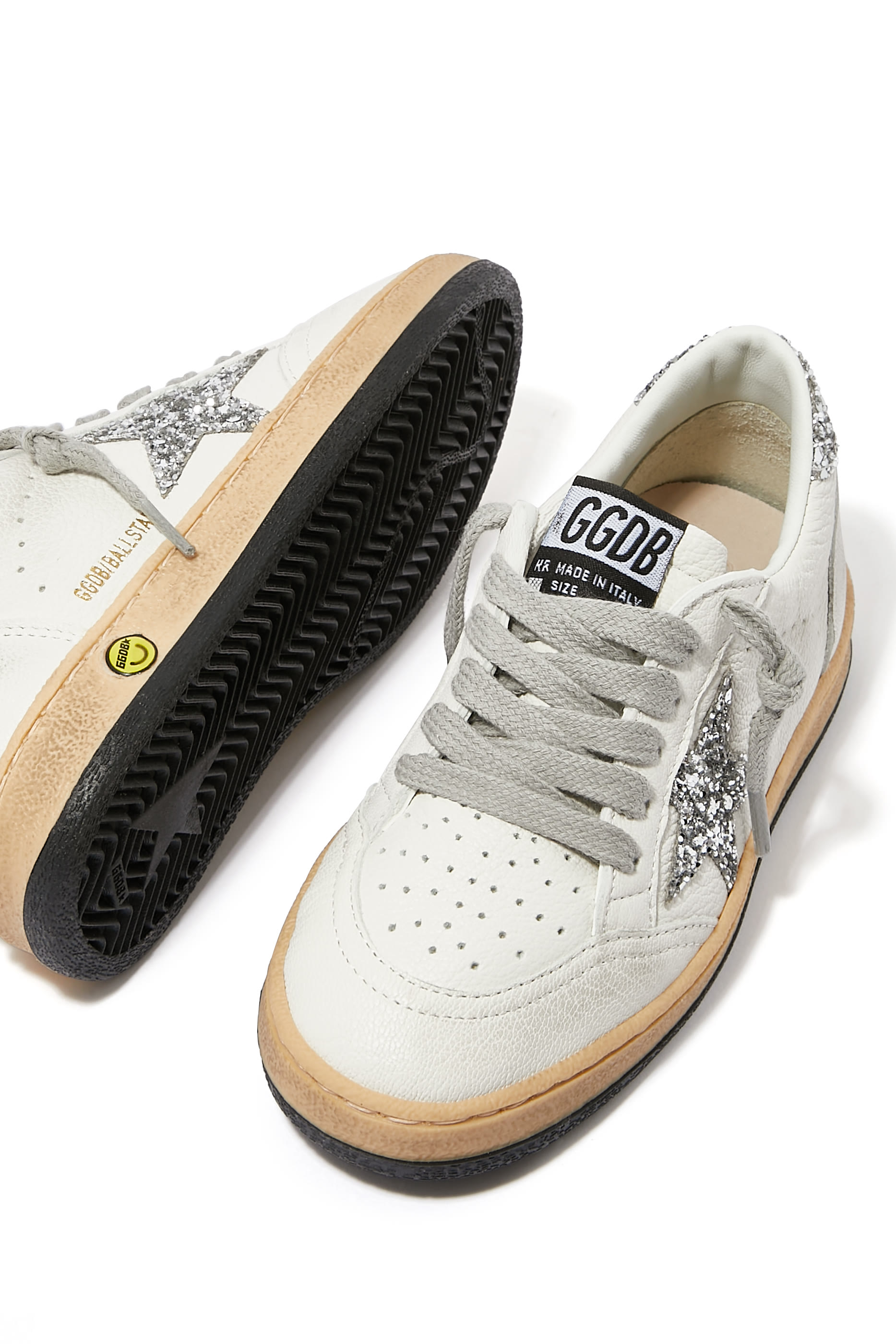 Kids Ball Star Glitter Lace-Up Sneakers