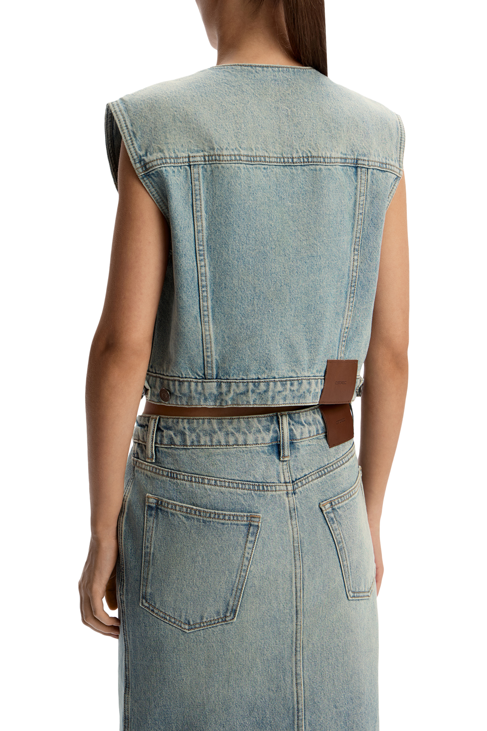 Front Slit Denim Skirt