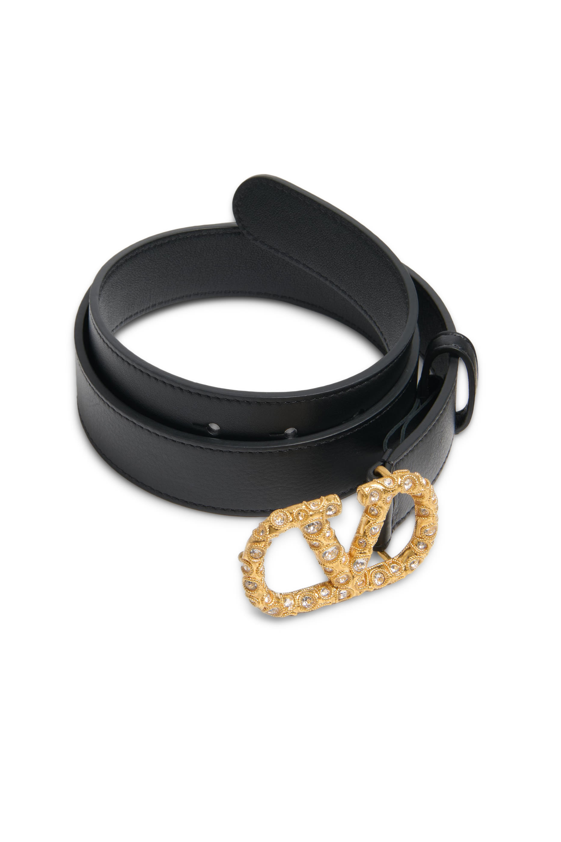 VLogo Signature Belt in Shiny Calfskin with Crystals 30mm