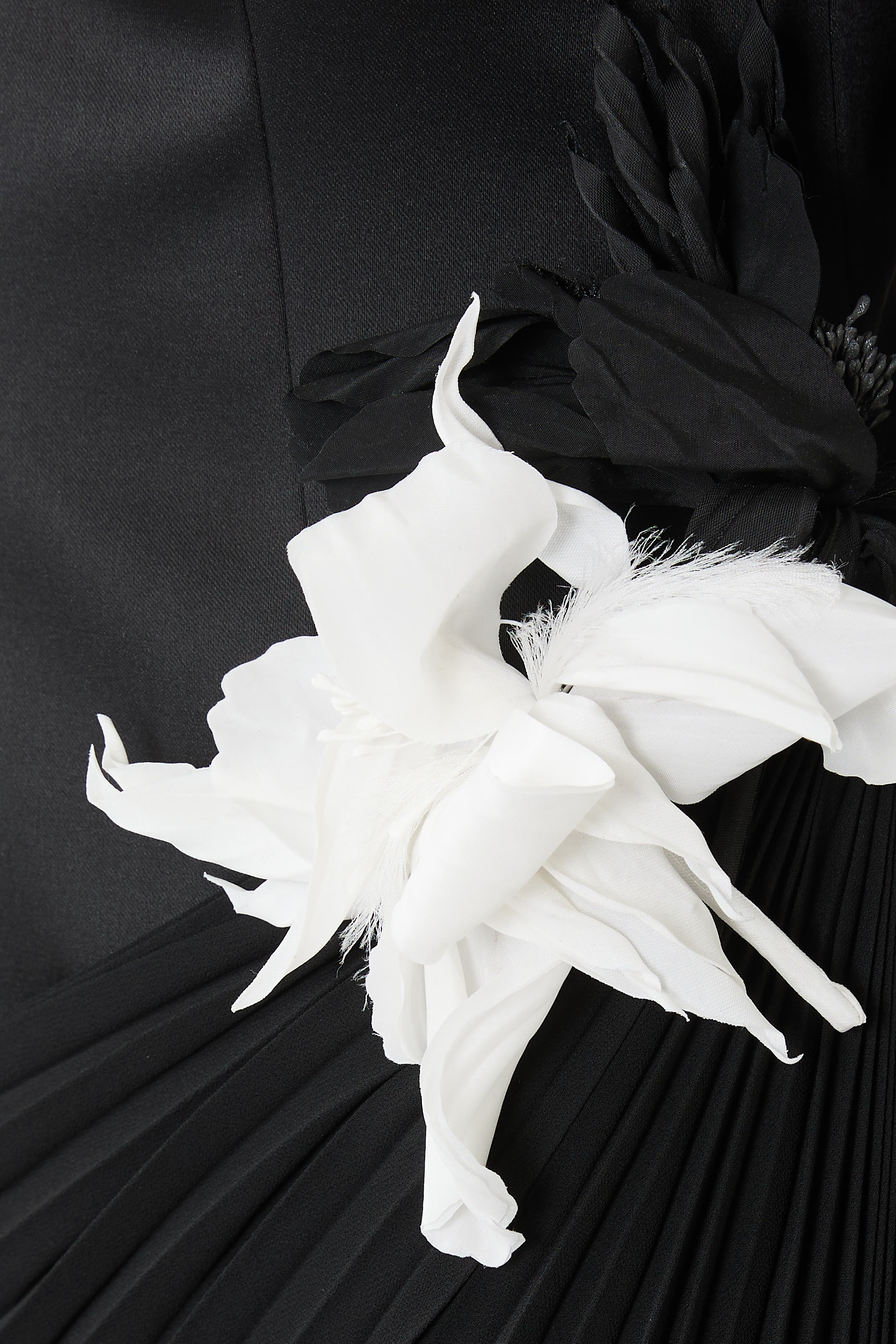 Long Cape Sleeve Gown with Flower Detail 