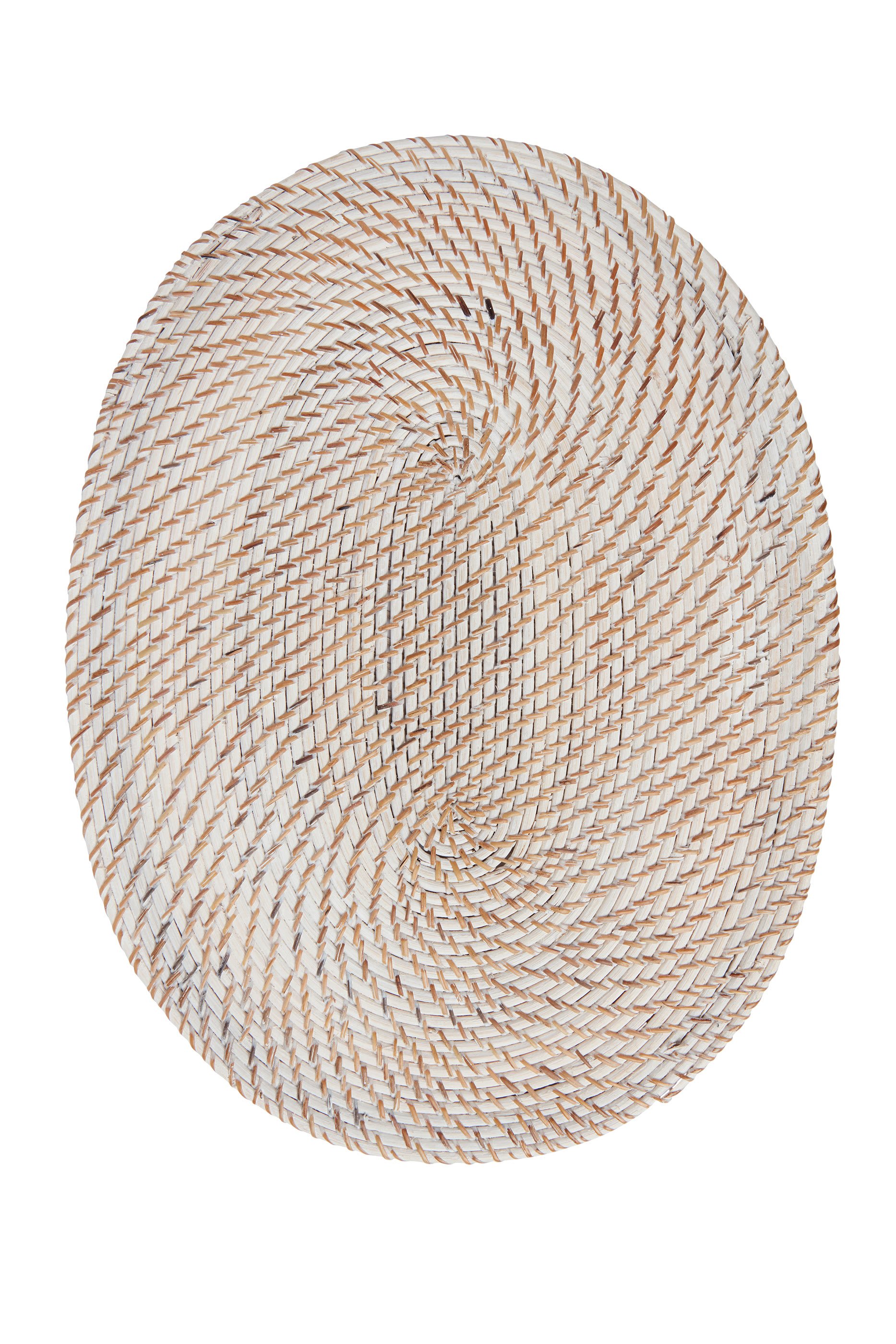 Whitewashed Oval Rattan Placemat