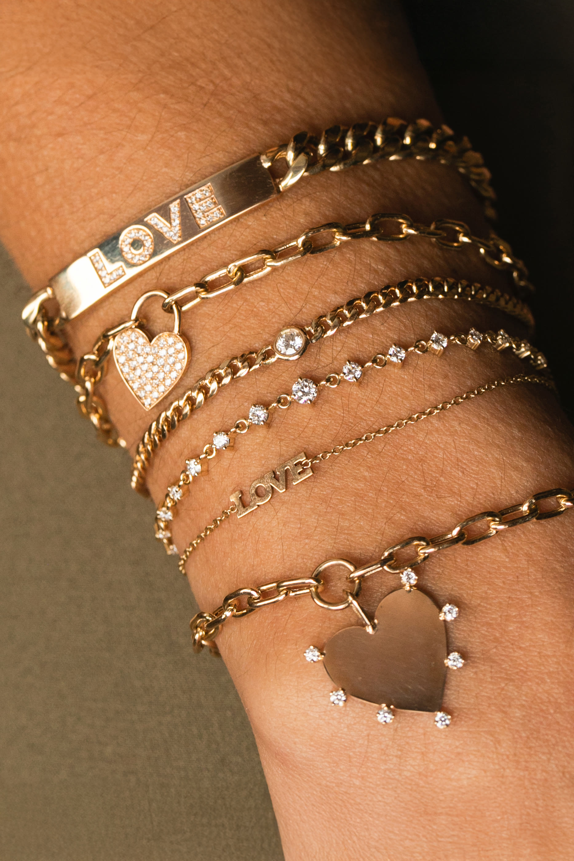 Heart Padlock Bracelet, 14K Yellow Gold & Diamonds