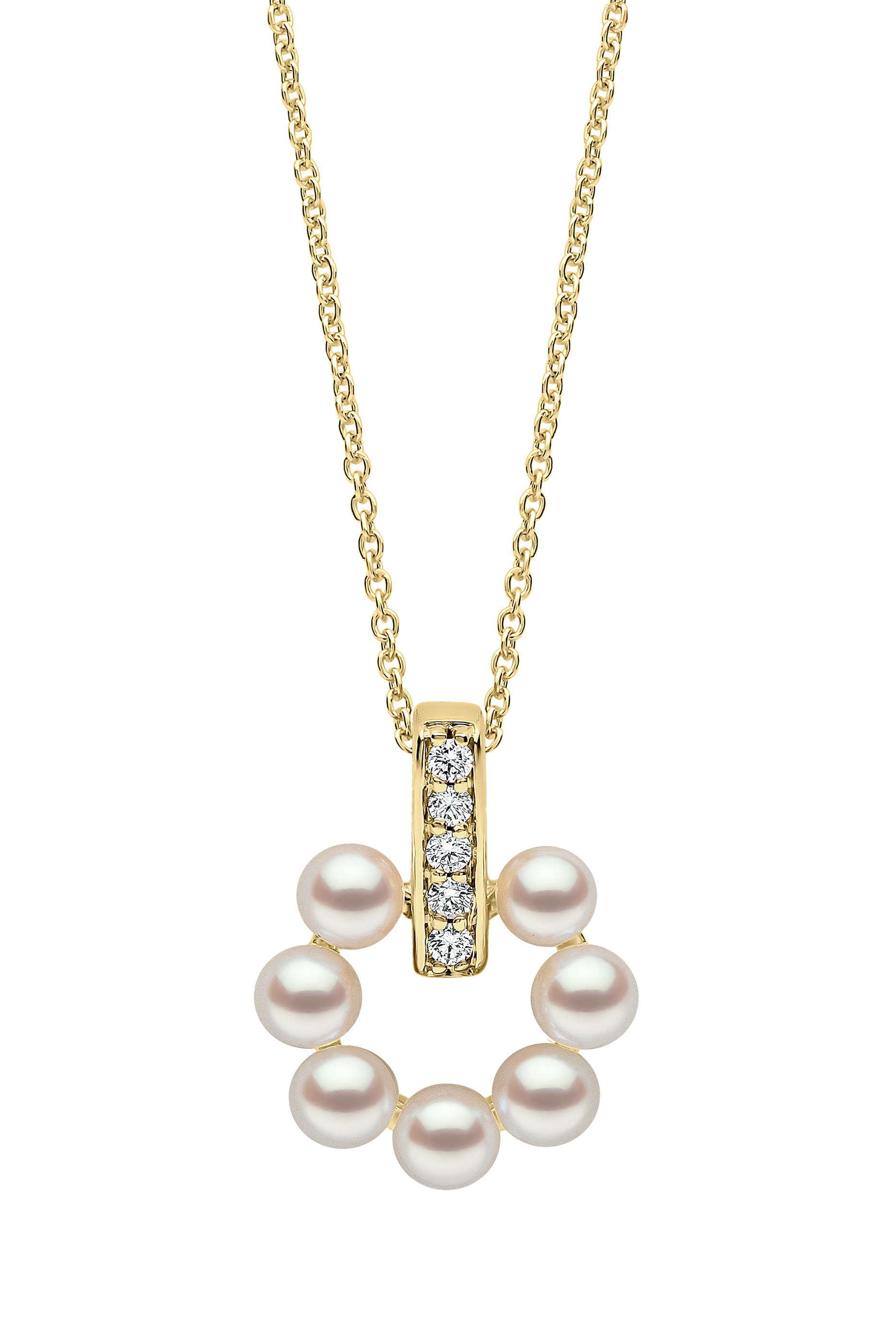 Eclipse Moon Pendant, 18k Gold, Diamonds & Pearls