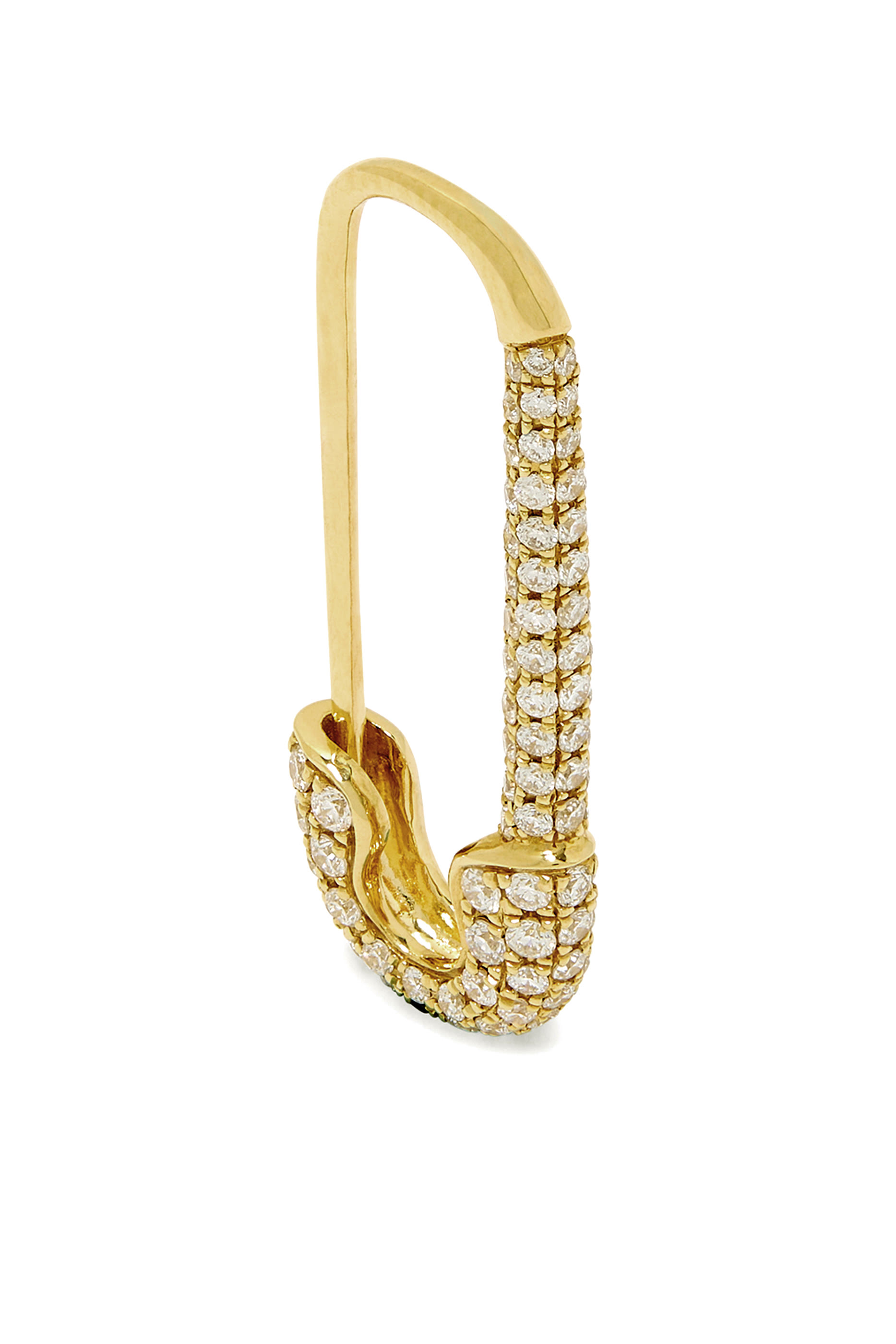 Diamond Safety Pin Earrings, 18k Yellow Gold & Diamonds
