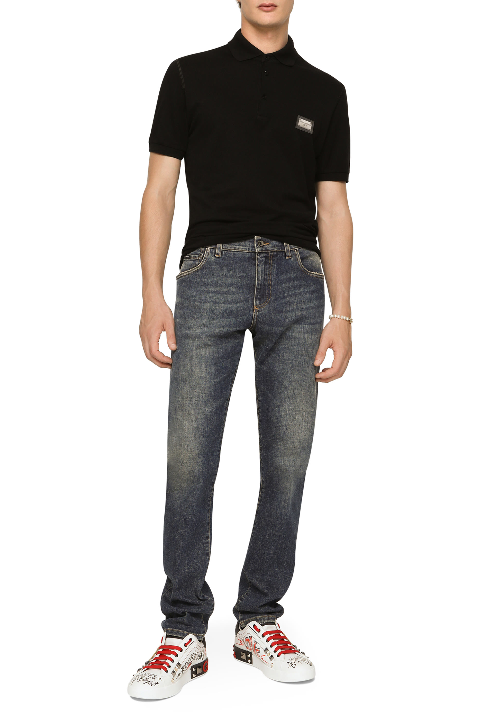 Cotton Piqu&eacute; Polo-Shirt with Branded Tag