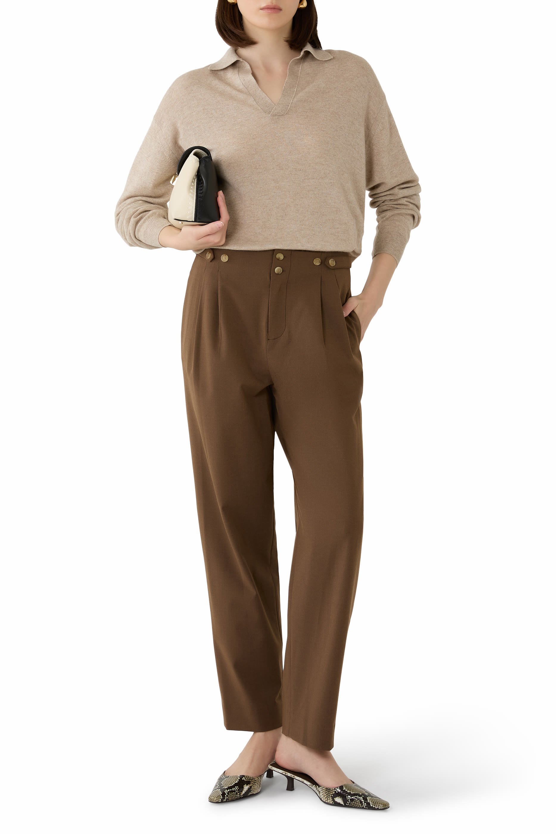 Super Fine Cashmere Silk Knit Skipper Polo