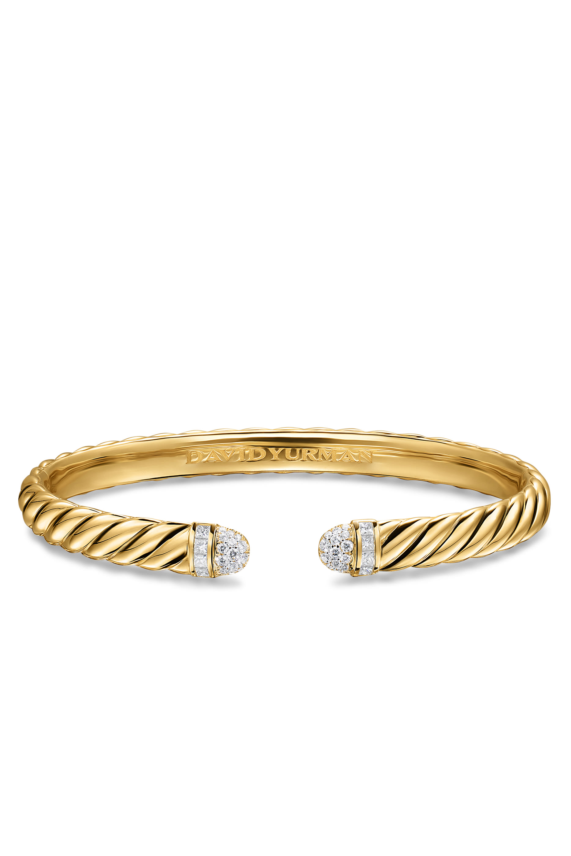 Sculpted Cable Cuff Bracelet, 18K Yellow Gold & Diamonds