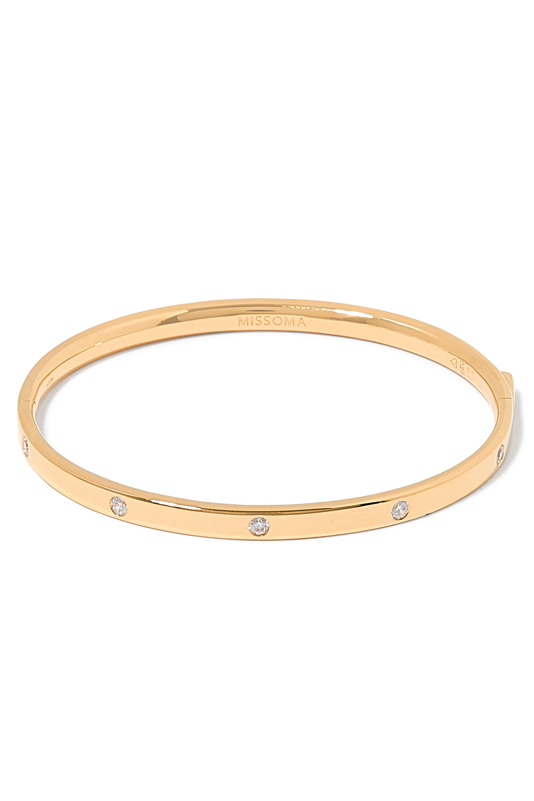  Interstellar Hinged Bangle, 18ct Recycled Gold Vermeil on Recycled Sterling Silver & Cubic Zirconia