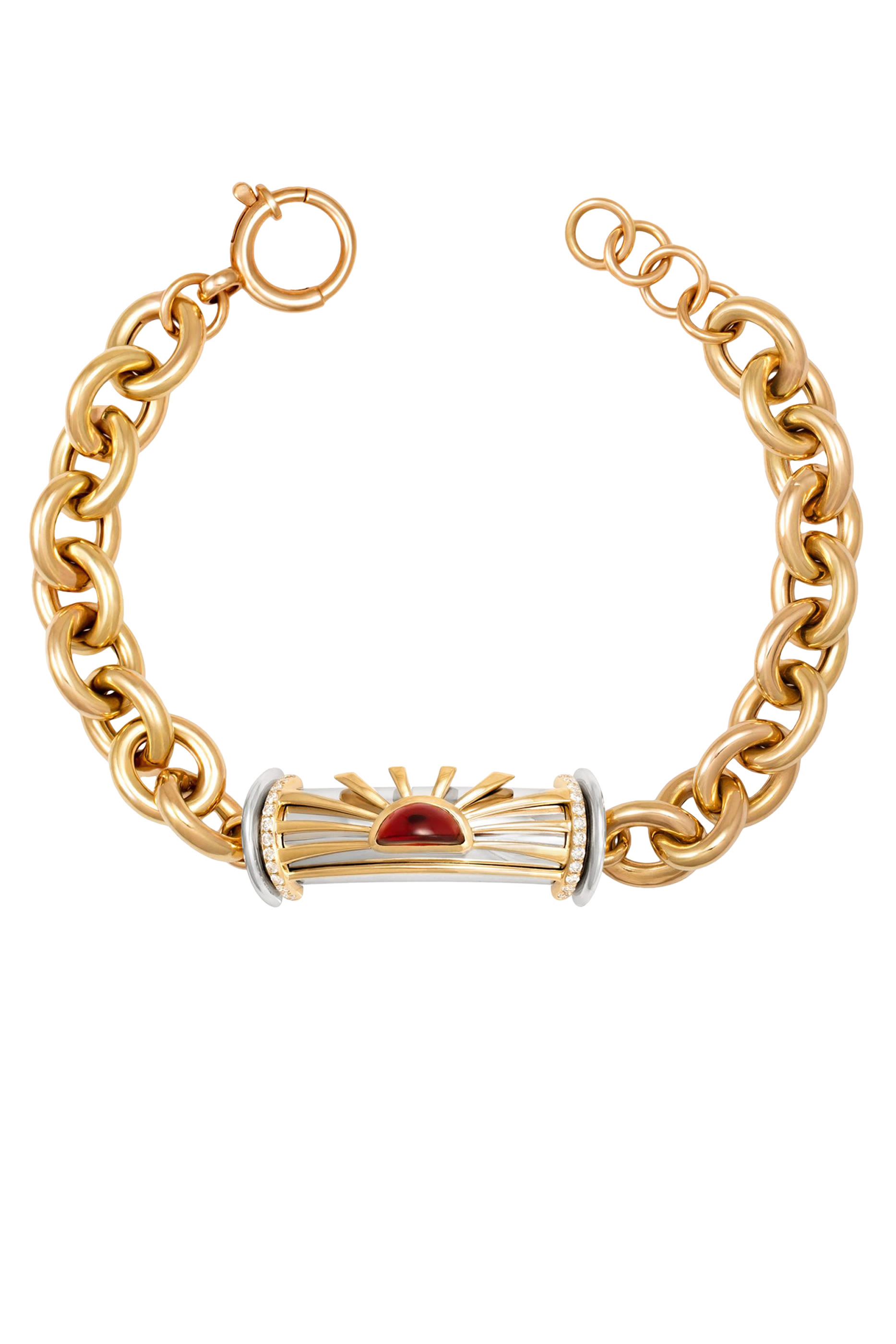 Warrior Dawn Bracelet, 18k Yellow Gold & Garnet, Diamonds